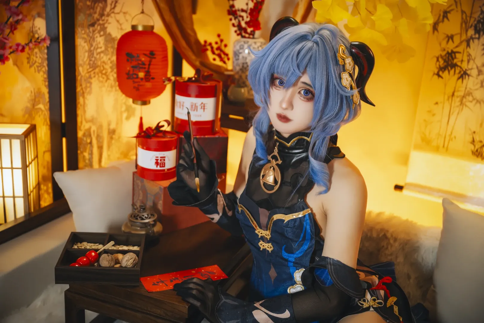 原神, 甘雨cos, 海燈節, 藍髮cos, 國風新年