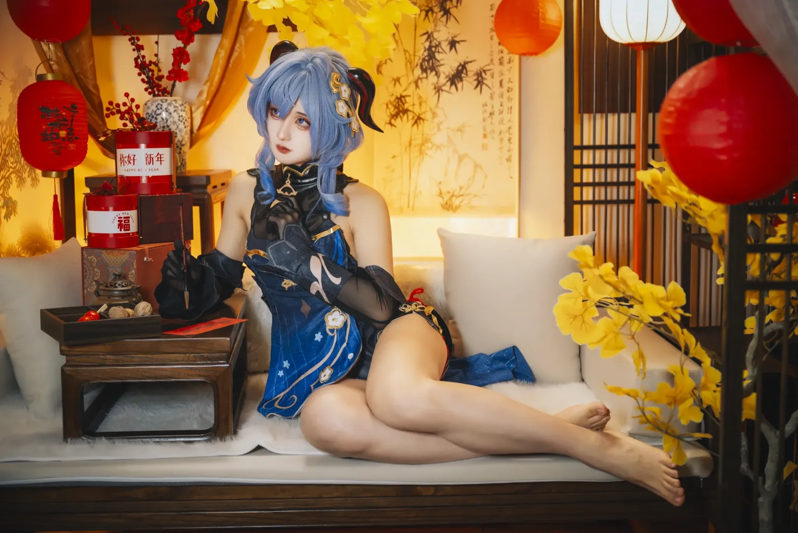 原神, 甘雨cos, 海灯节, 蓝发cos, 国风新年 - 第5张