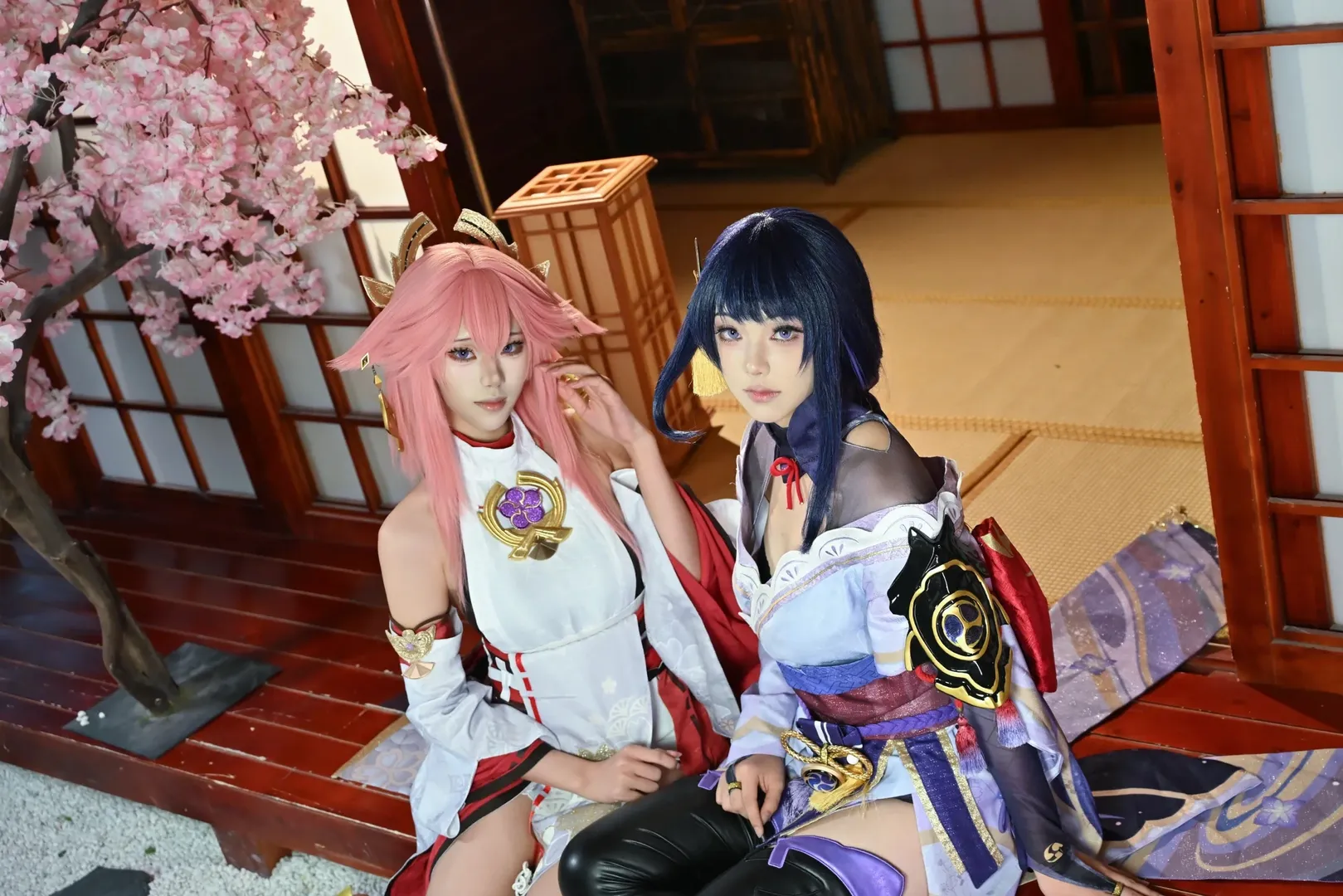 原神, 八重神子cos, 鸣神组, cosplay摄影, 雷电将军cos
