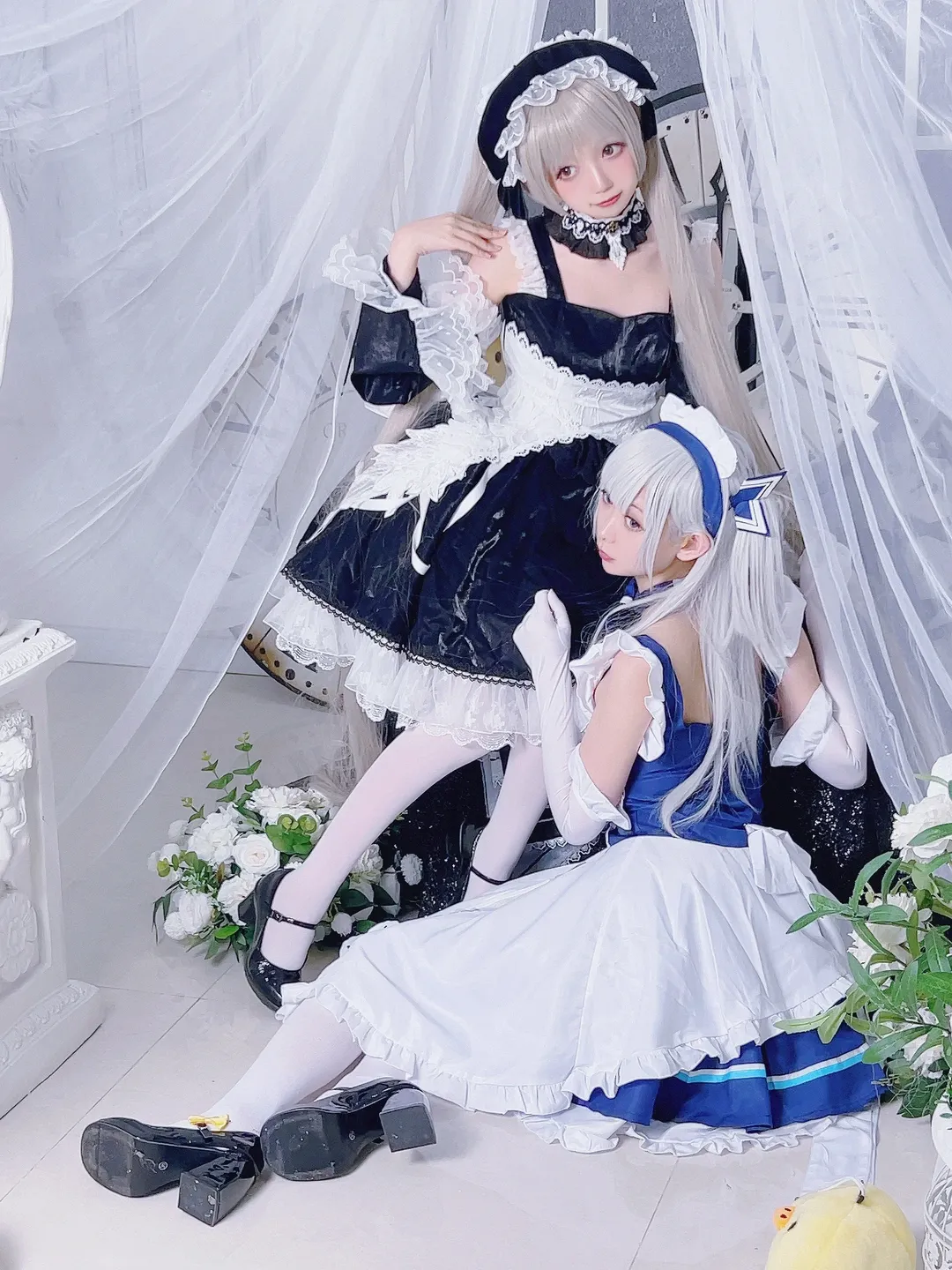 碧蓝航线, 女仆装cos, 双人cosplay, 小可畏cos, 小贝法cos