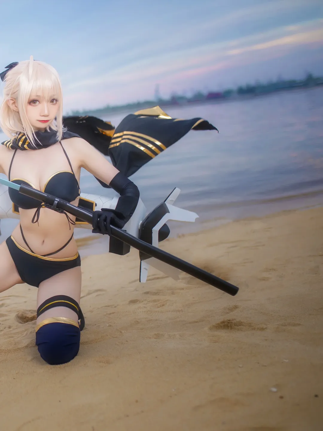 FGO, 冲田总司cos, 沙滩外景, 机械翅膀, 武士刀 - 第3张