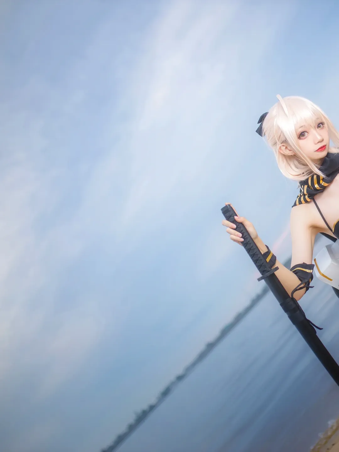 FGO, 冲田总司cos, 沙滩外景, 机械翅膀, 武士刀 - 第4张