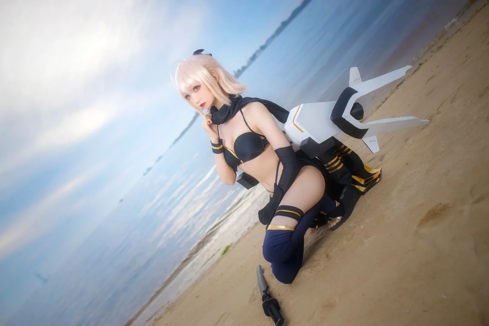 FGO, 冲田总司cos, 沙滩外景, 机械翅膀, 武士刀 - 第8张