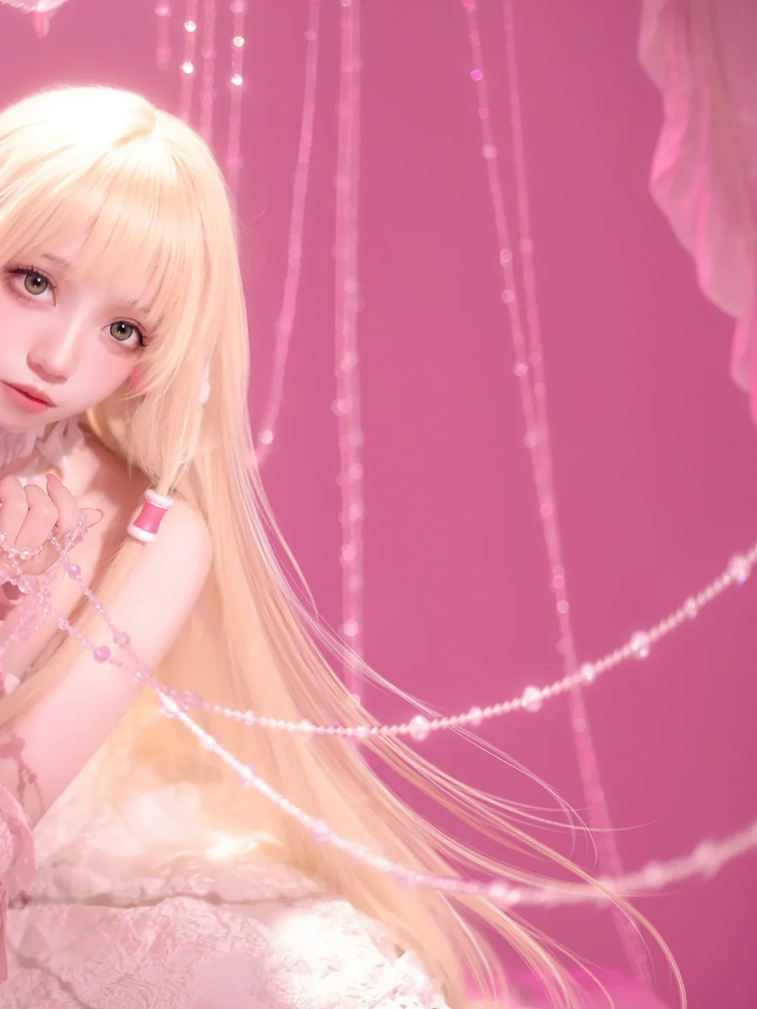 二次元cosplay, 小叽cos, 人形电脑天使心, 蕾丝洋装, 梦幻粉系摄影 - 第10张
