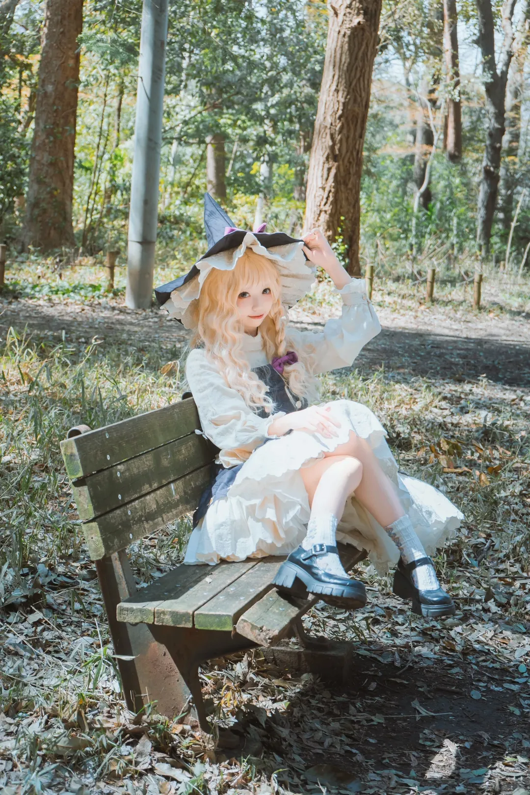 东方Project, 雾雨魔理沙cos, cosplay摄影, 森林外景, 樱花难民 - 第2张