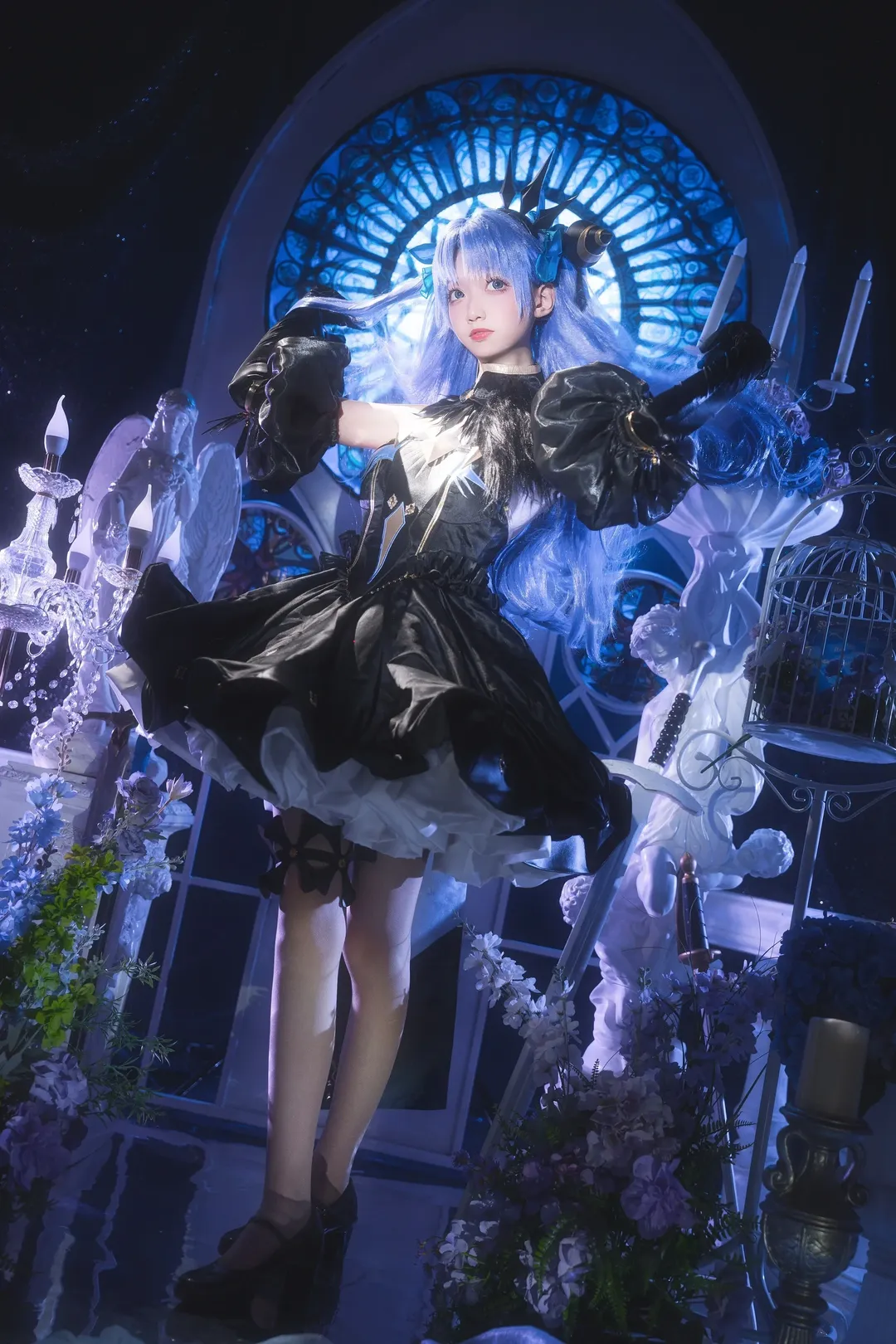 Fate/Grand Order, cosplay摄影, 蓝发双马尾, 宇宙艾蕾cos, 哥特礼服 - 第1张
