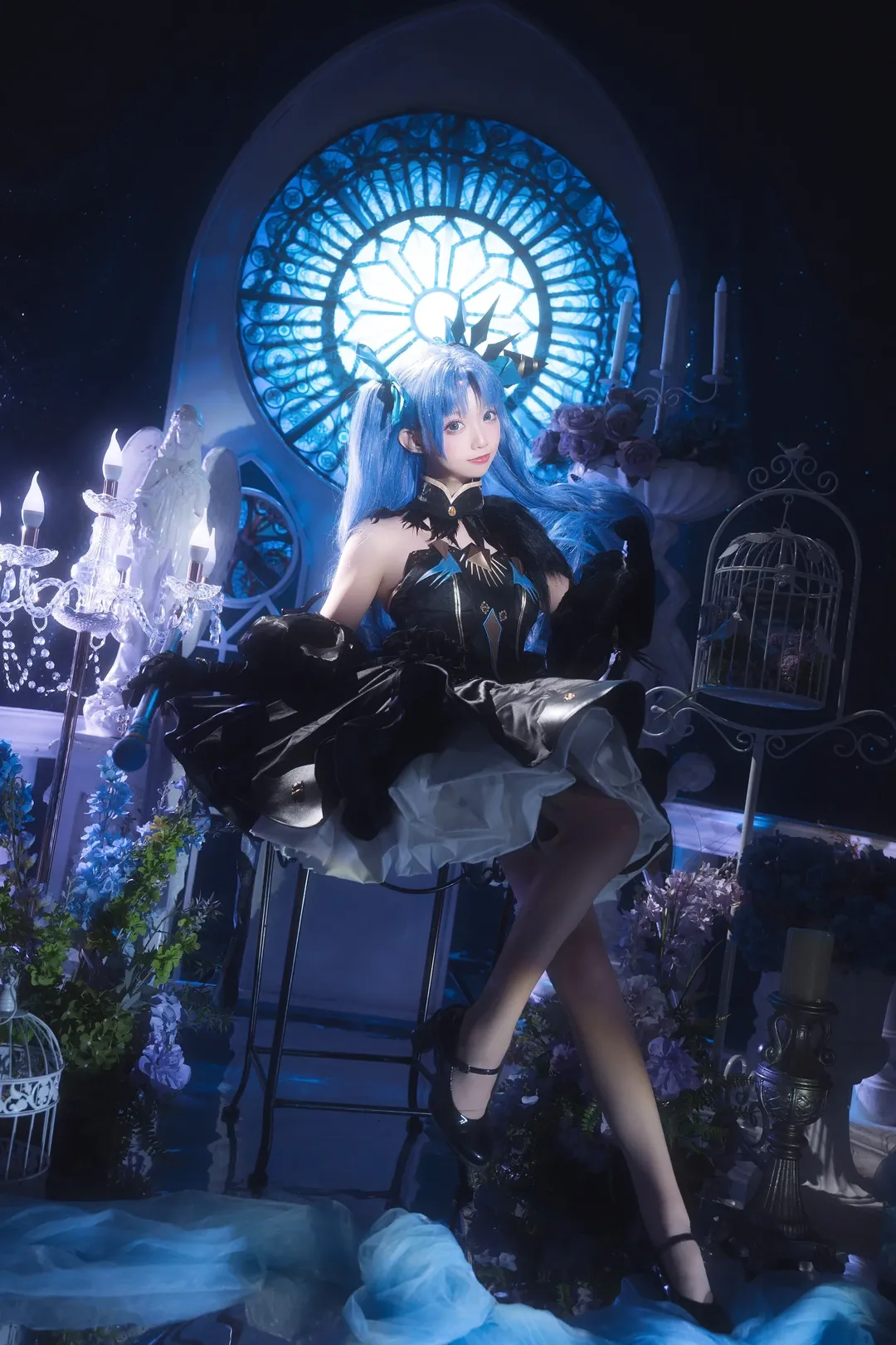 Fate/Grand Order, cosplay摄影, 蓝发双马尾, 宇宙艾蕾cos, 哥特礼服 - 第5张