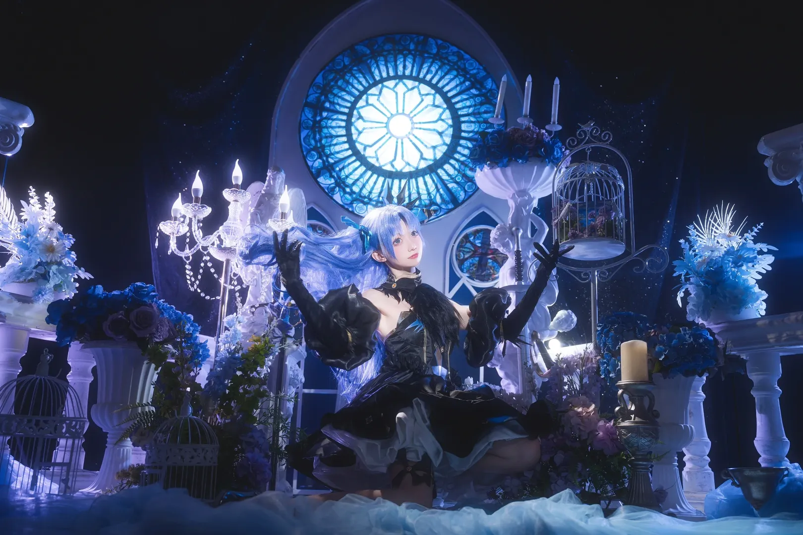 Fate/Grand Order, cosplay摄影, 蓝发双马尾, 宇宙艾蕾cos, 哥特礼服 - 第9张