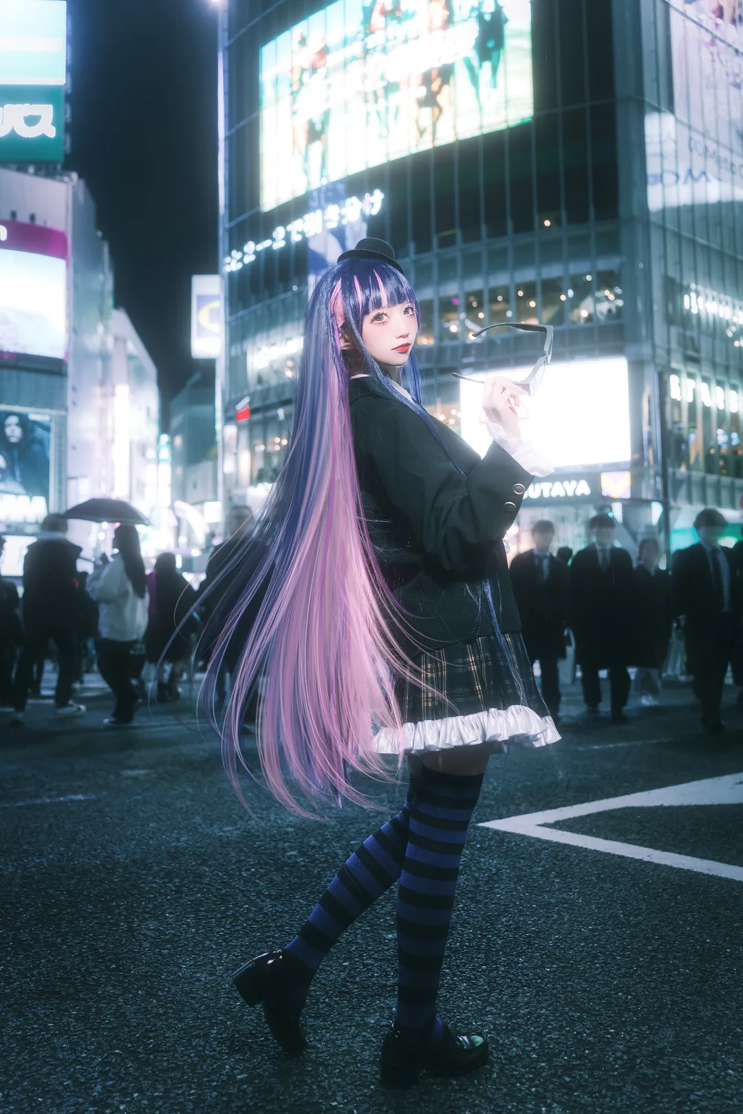 Handmade props, Panty & Stocking with Garterbelt, Stocking cosplay, Street snap cosplay, Japanese-style night view