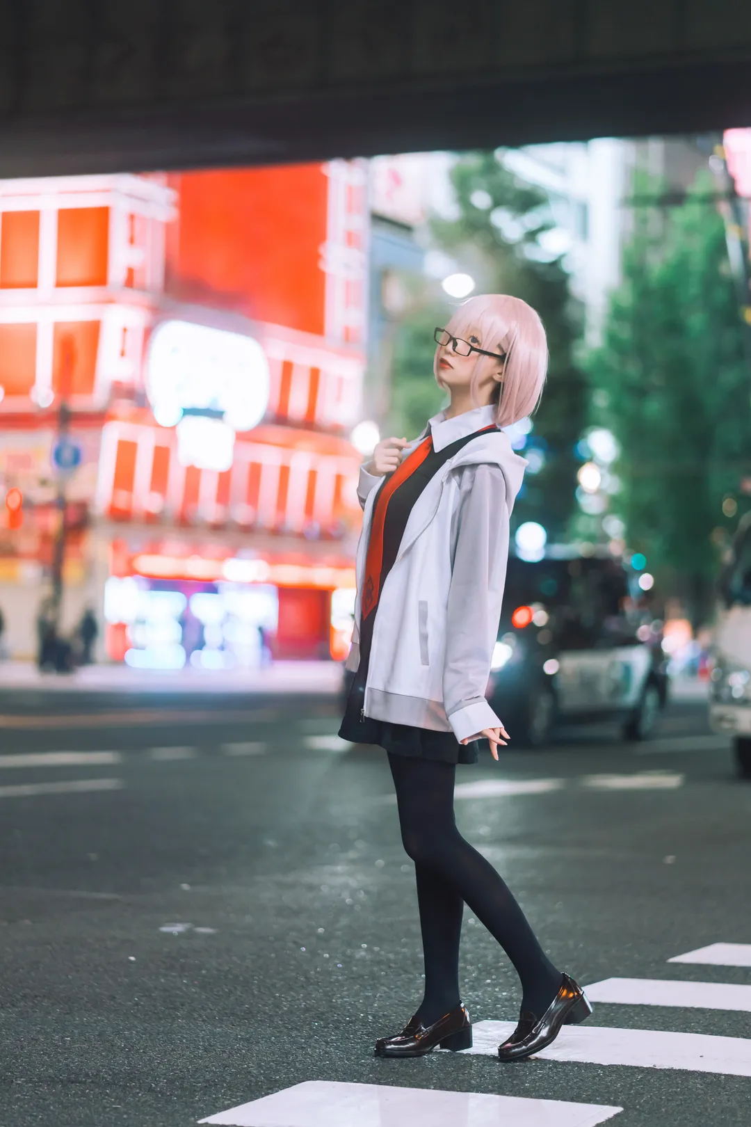 FGO, 命运冠位指定, cosplay日常, 玛修基列莱特cos, 夜晚街拍