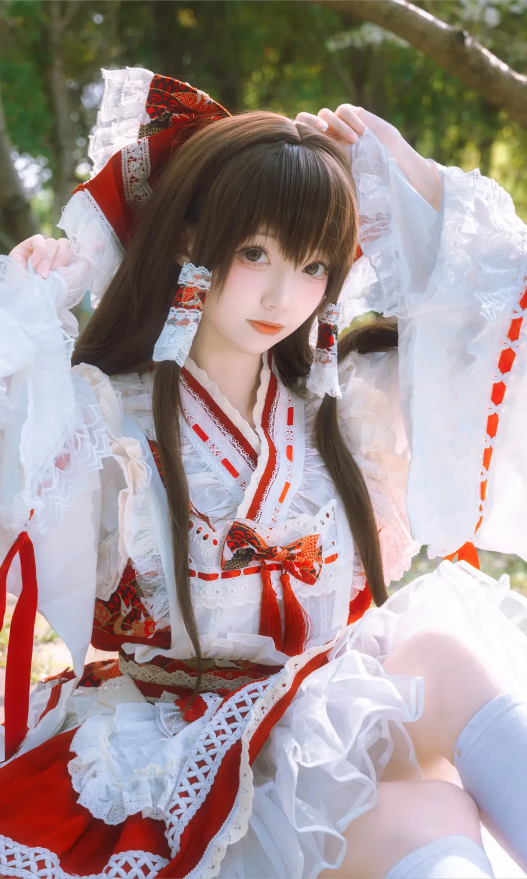 博丽灵梦cos, 东方project, 二次元cosplay, 巫女装, 户外人像摄影 - 第8张