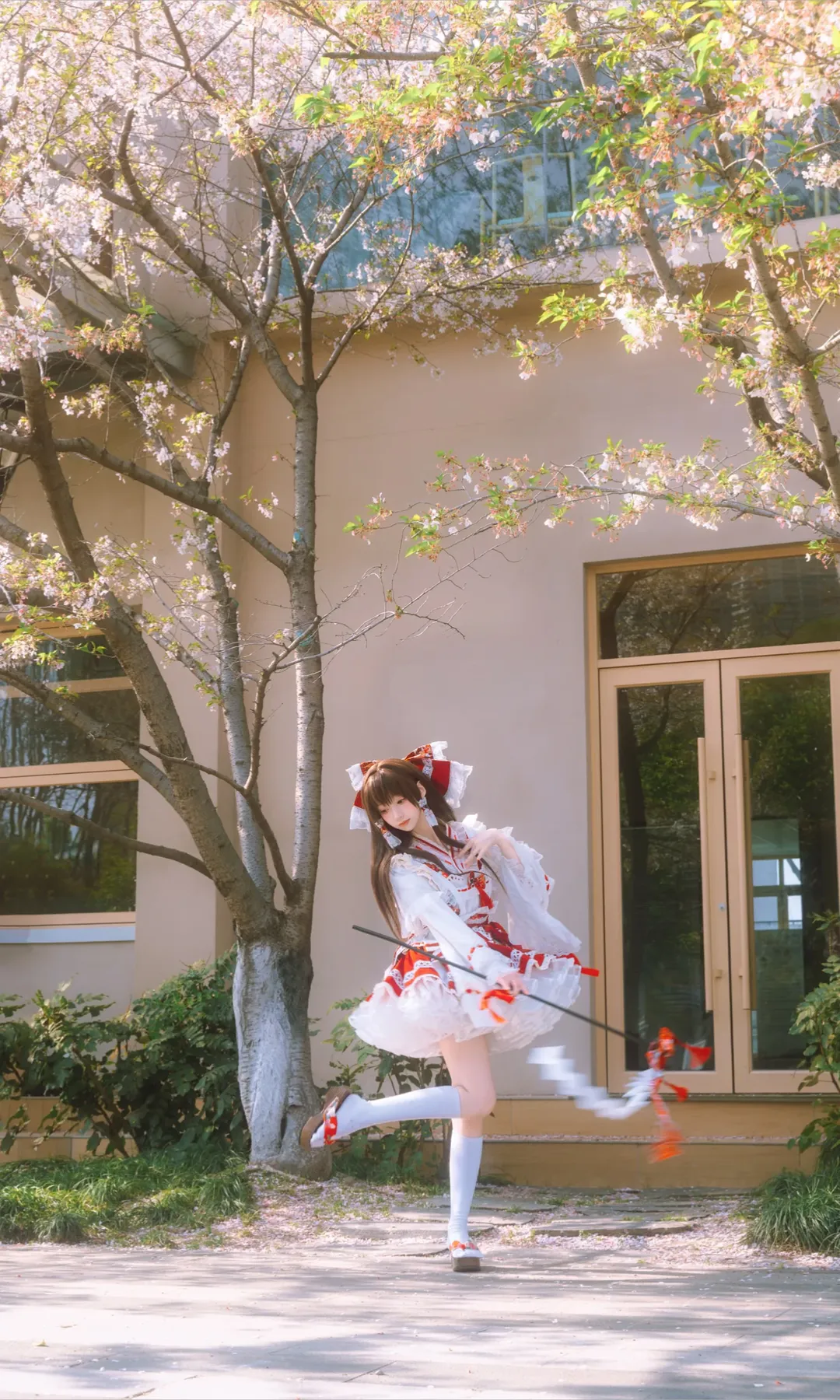 角色扮演, 博丽灵梦cos, 东方project, 巫女服, 樱花写真 - 第10张