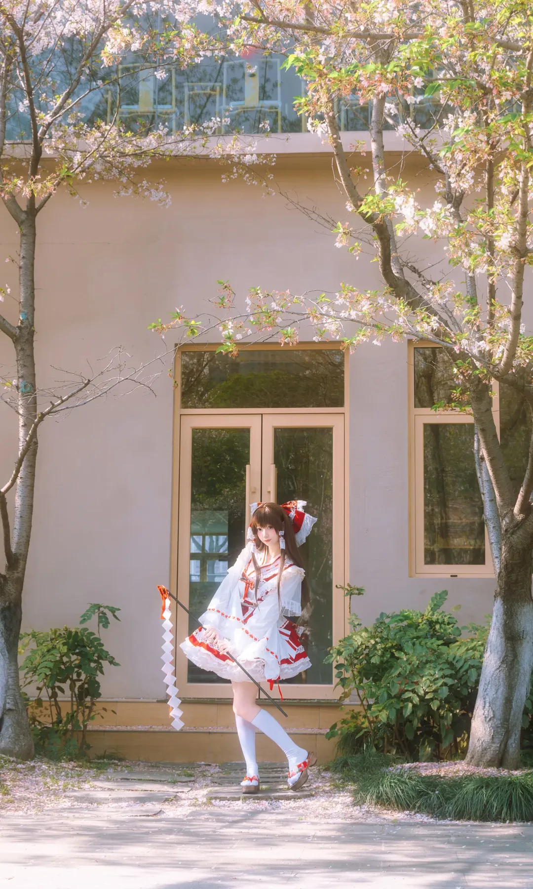 角色扮演, 博丽灵梦cos, 东方project, 巫女服, 樱花写真 - 第9张