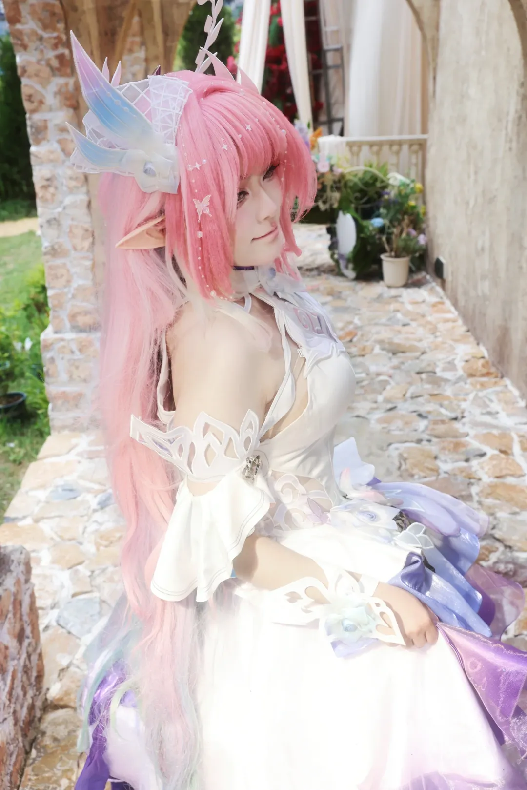 昔涟cos, 户外摄影, 粉色假发, 精灵cosplay, 永恒的浪漫 - 第2张