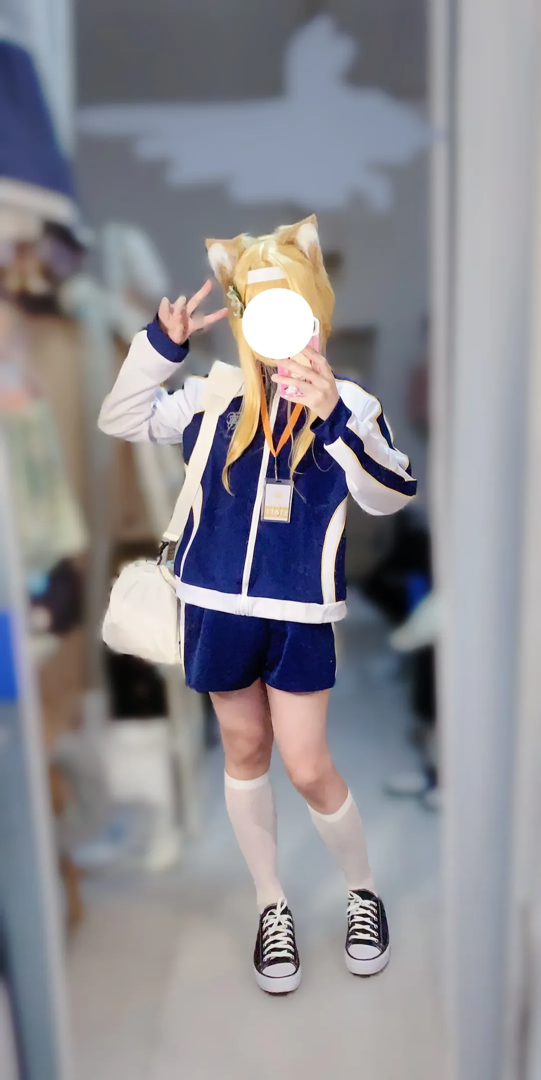 ブルーアーカイブ, マリーコスプレ, 鏡越しの自撮り, コスプレコーディネート, ジャージコスプレ - 1枚目
