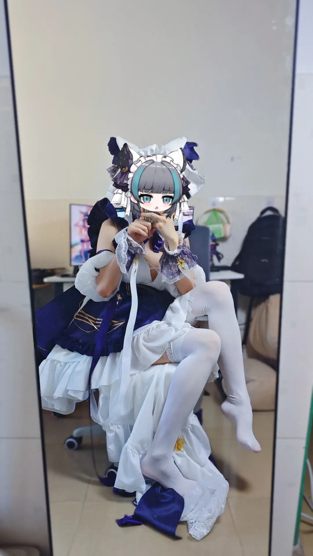 cosplay, 柴郡cos, 碧蓝航线, 女仆装, 白丝 - 第3张
