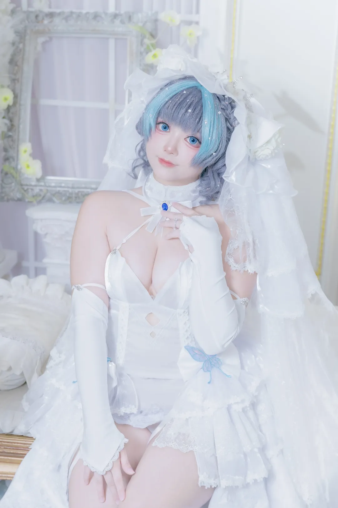 チェシャー コスプレ, アズールレーン, 誓約花嫁, コスプレ撮影, 二次元ウェディングドレス