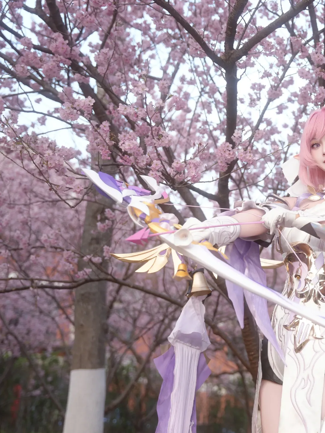 爱莉希雅cos, 崩坏3, 人之律者, 户外cosplay, 樱花写真 - 第1张