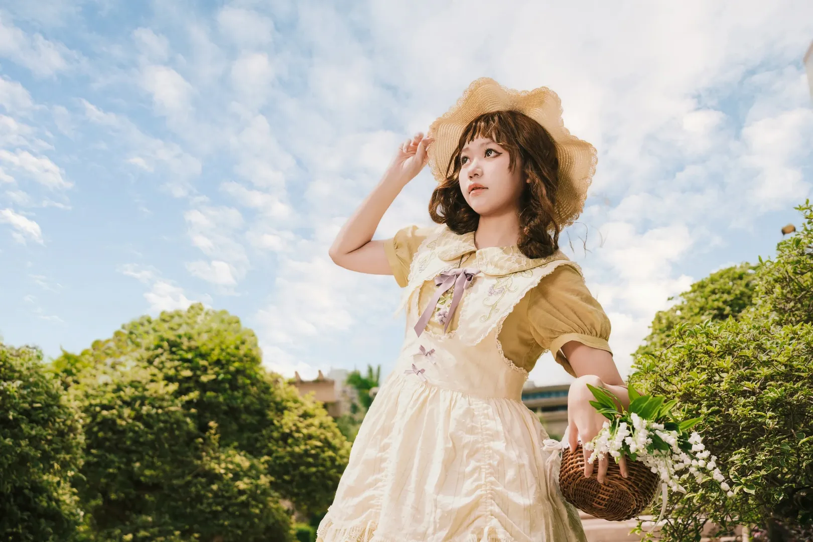 ロリィタ服のポートレート, 湛江の相互無償撮影, I型の雰囲気, 田園風の少女, クリーミーな色調の写真