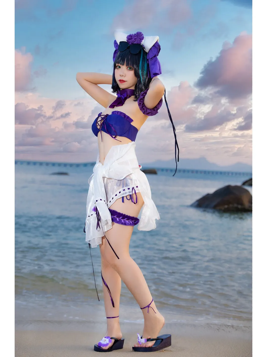 cosplay, 二次元少女, 柴郡cos, 碧藍航線, 海邊拍照 - 第1張