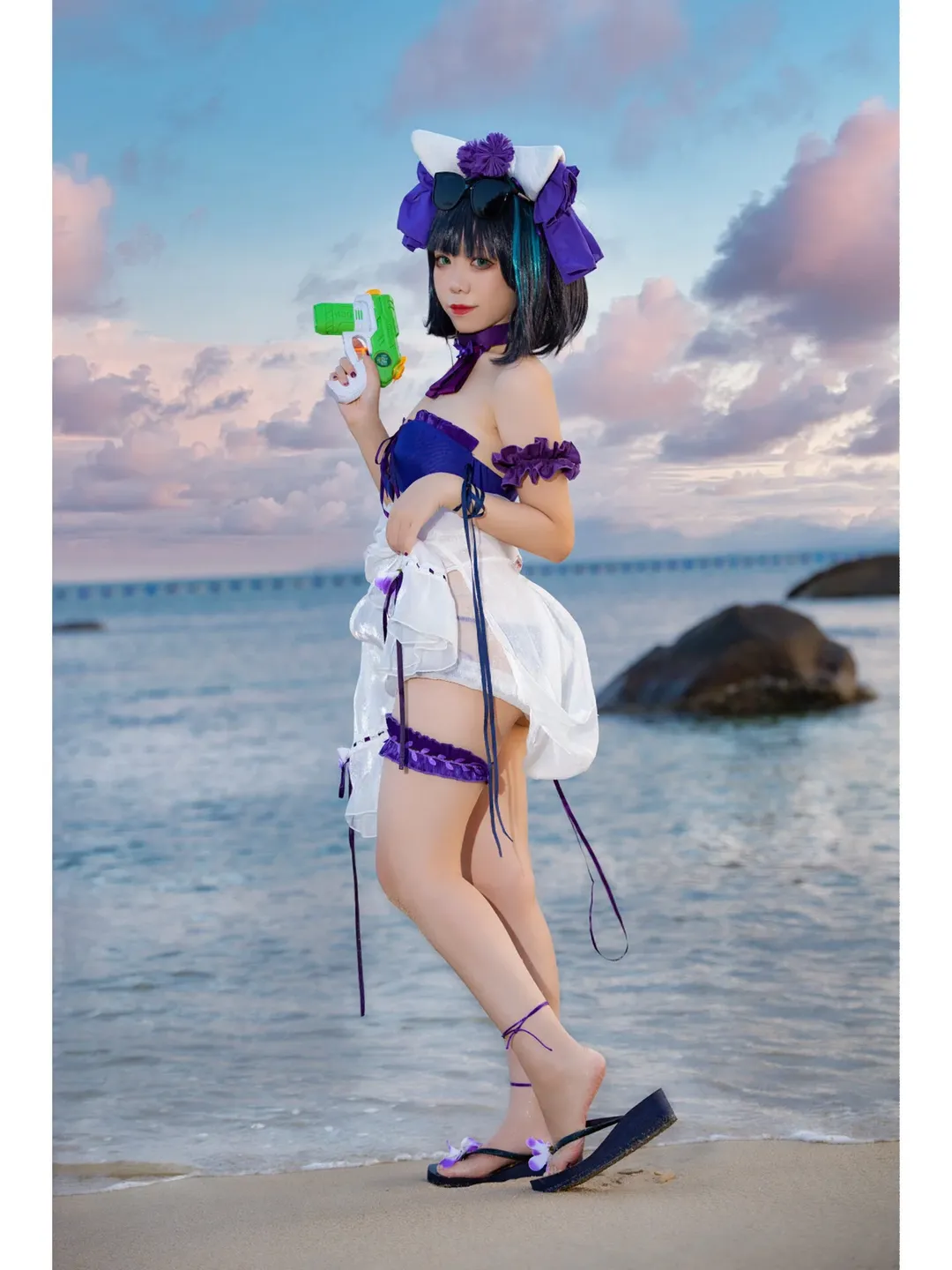 cosplay, 二次元少女, 柴郡cos, 碧藍航線, 海邊拍照 - 第2張
