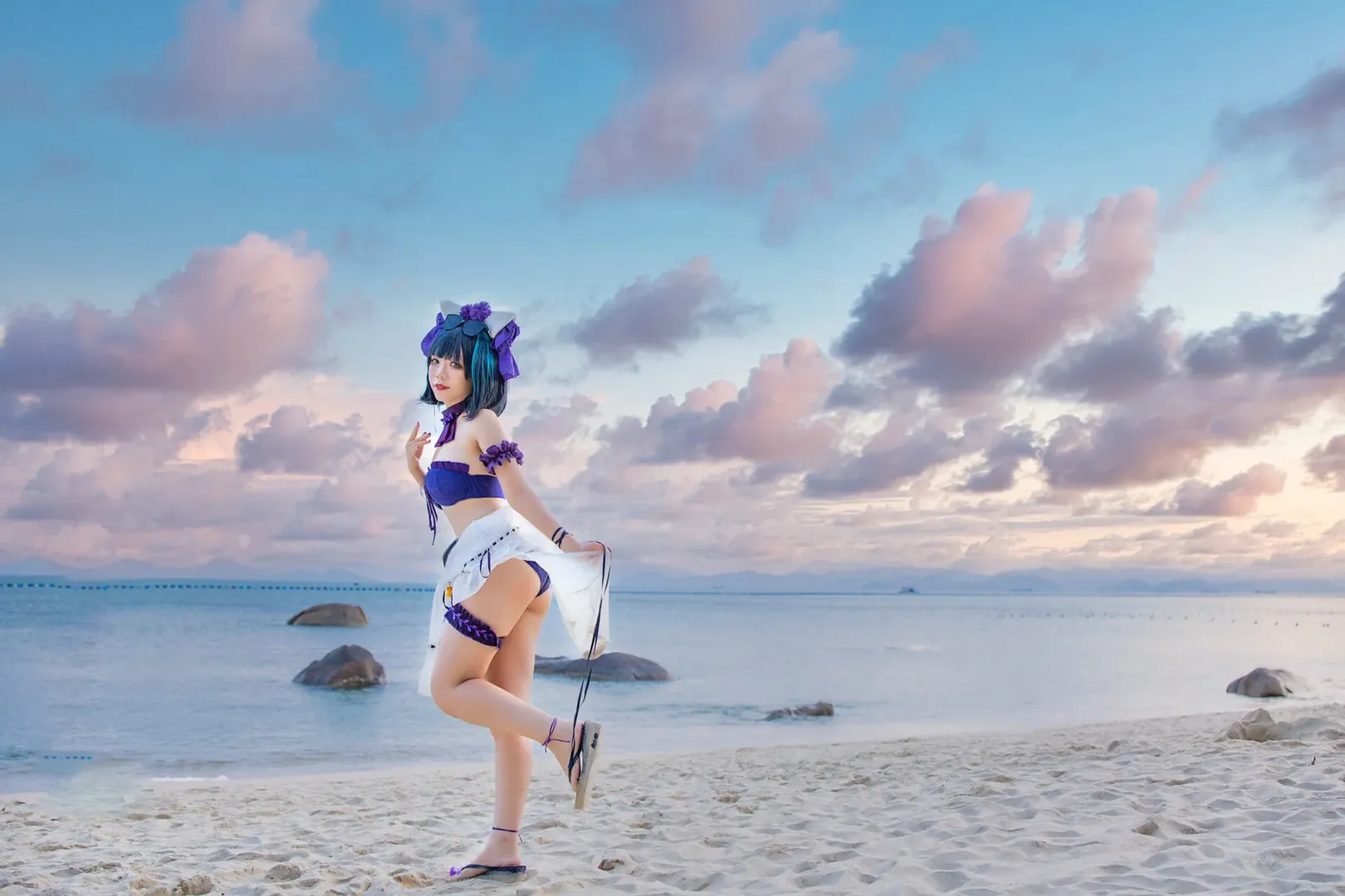cosplay, 二次元少女, 柴郡cos, 碧藍航線, 海邊拍照 - 第5張
