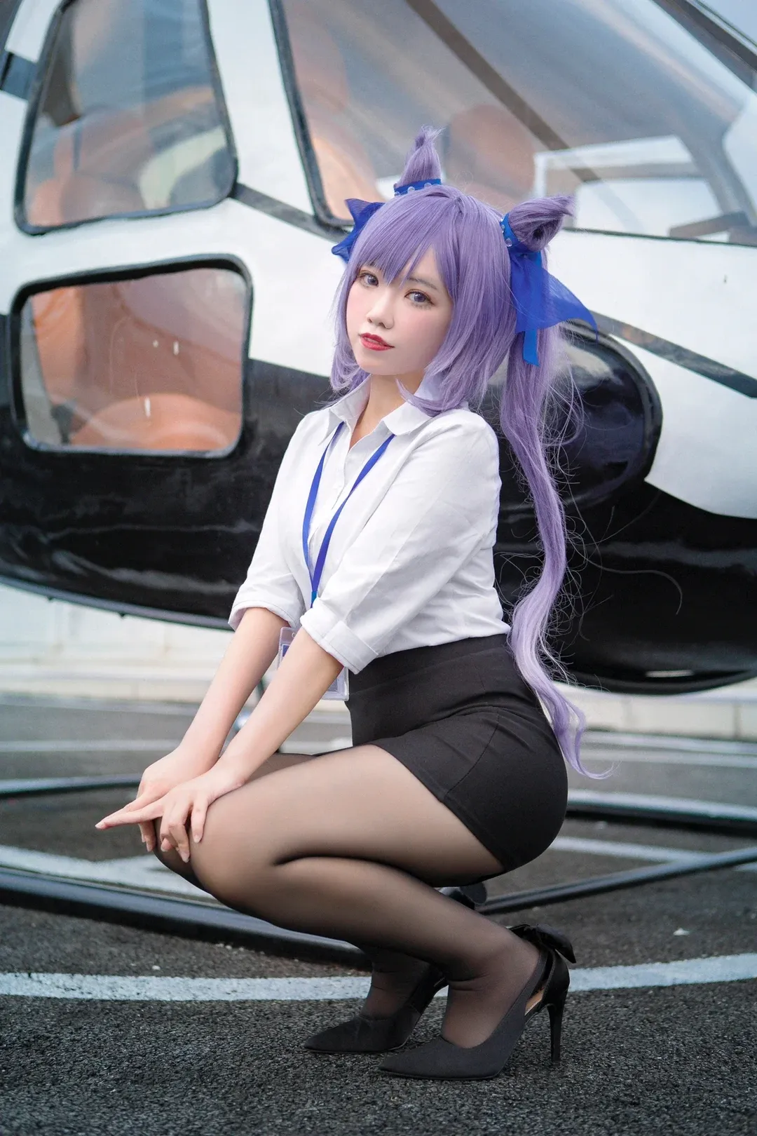 原神, 二次元コスプレ, 刻晴コスプレ, OL制服, 黒タイツ コーデ - 1枚目