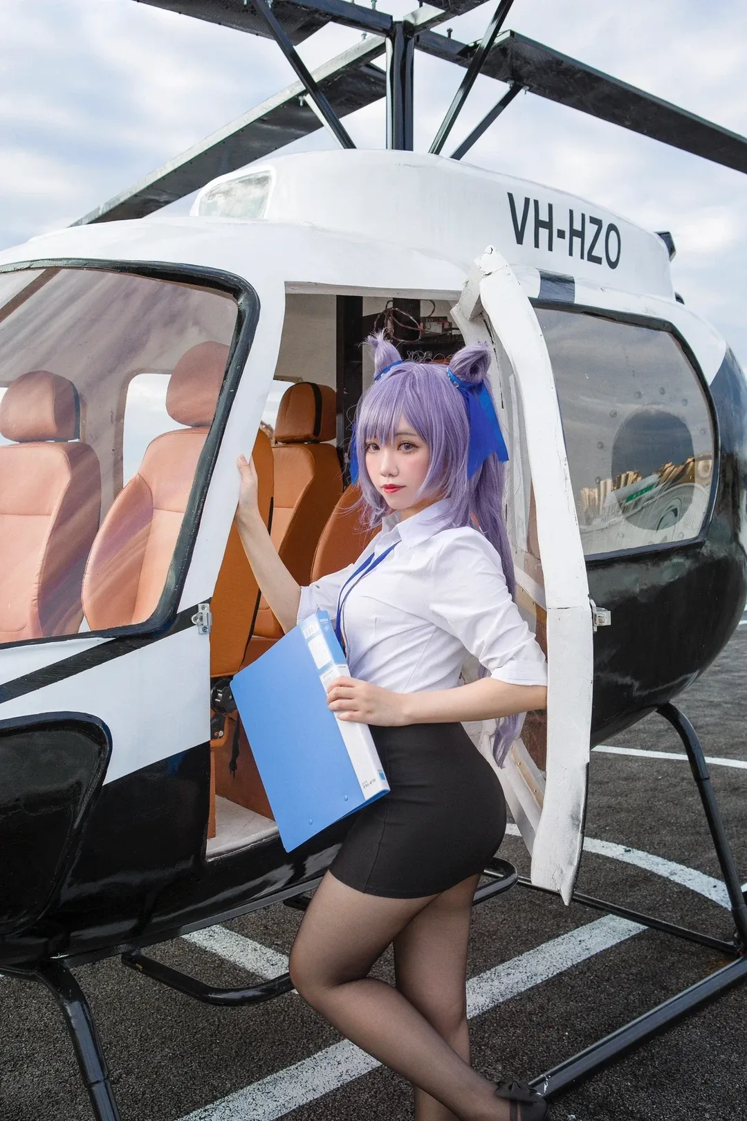 原神, 二次元cosplay, 刻晴cos, OL制服, 黑丝穿搭