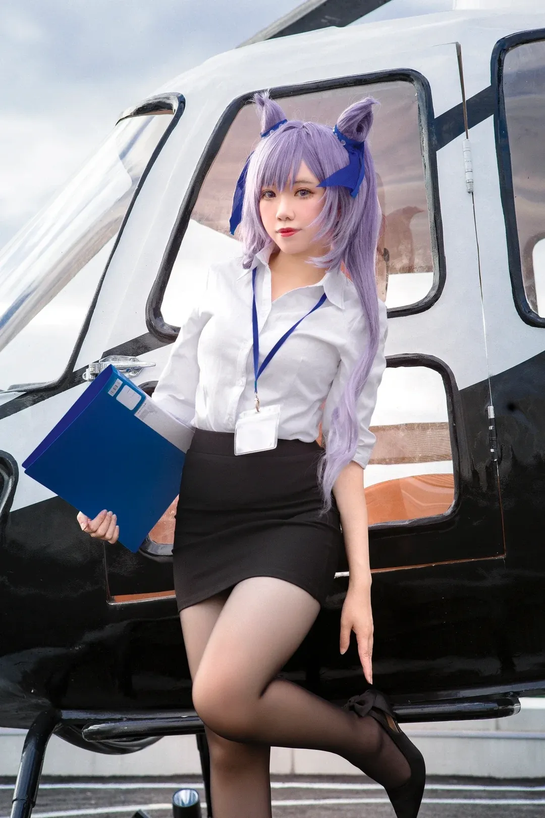 原神, 二次元コスプレ, 刻晴コスプレ, OL制服, 黒タイツ コーデ - 3枚目