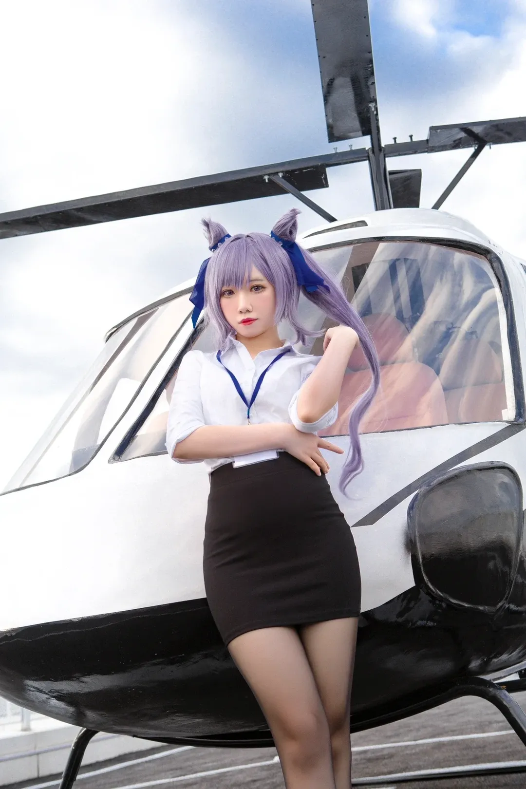 原神, 二次元コスプレ, 刻晴コスプレ, OL制服, 黒タイツ コーデ - 4枚目