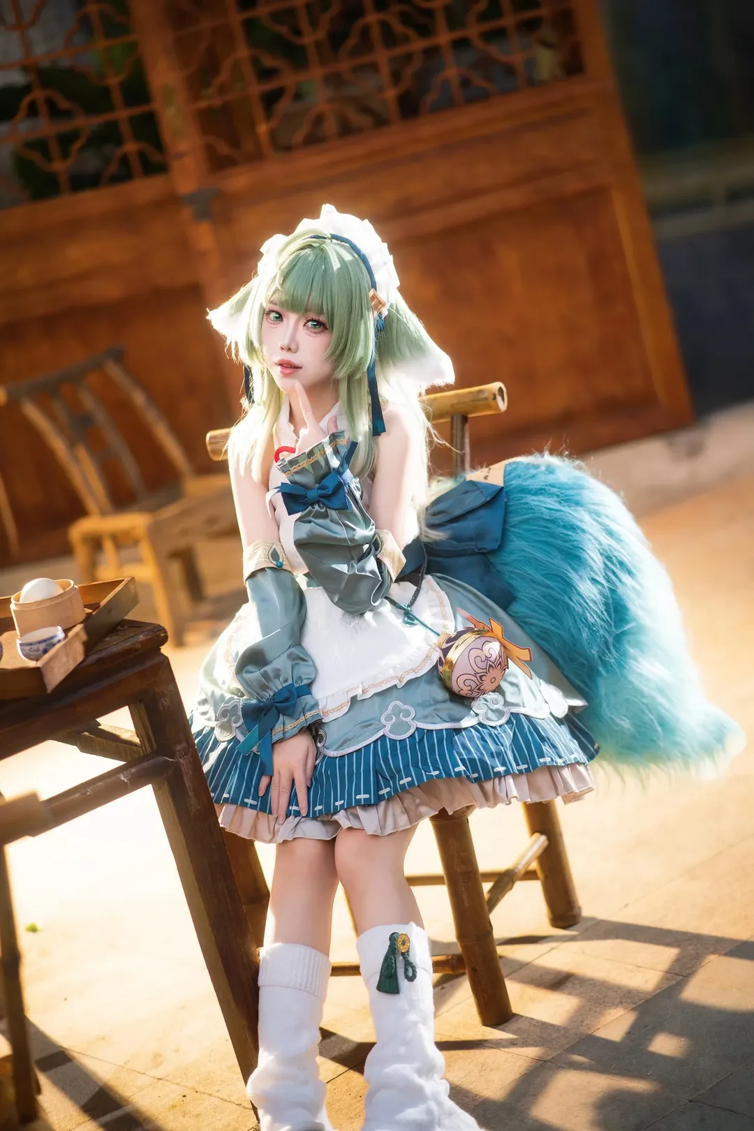 崩壊：スターレイル, フォフォ コスプレ, メイド服コスプレ, 茶室写真, もふもふの尻尾 - 2枚目