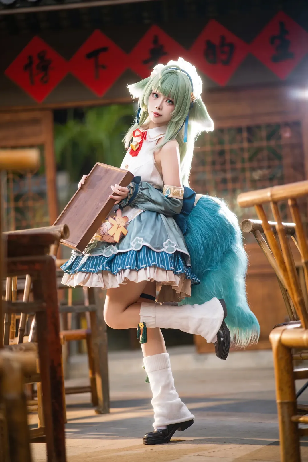 崩壊：スターレイル, フォフォ コスプレ, メイド服コスプレ, 茶室写真, もふもふの尻尾 - 3枚目