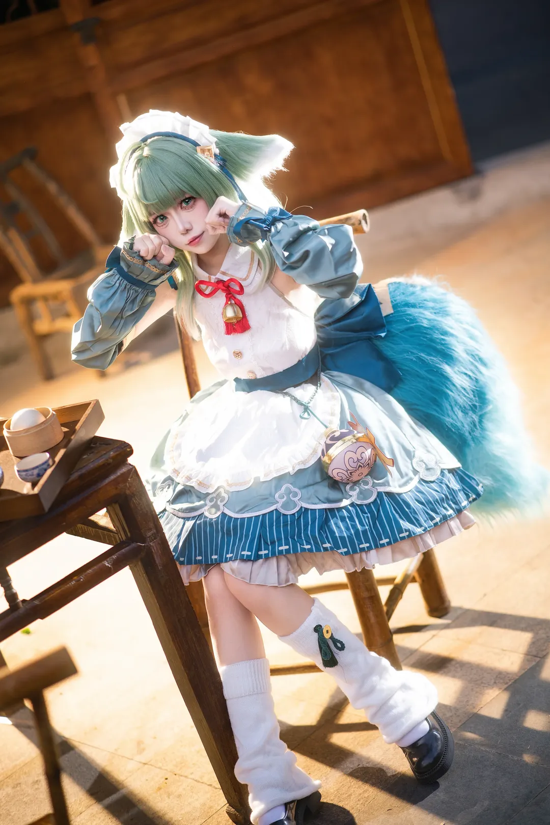 崩壊：スターレイル, フォフォ コスプレ, メイド服コスプレ, 茶室写真, もふもふの尻尾 - 6枚目