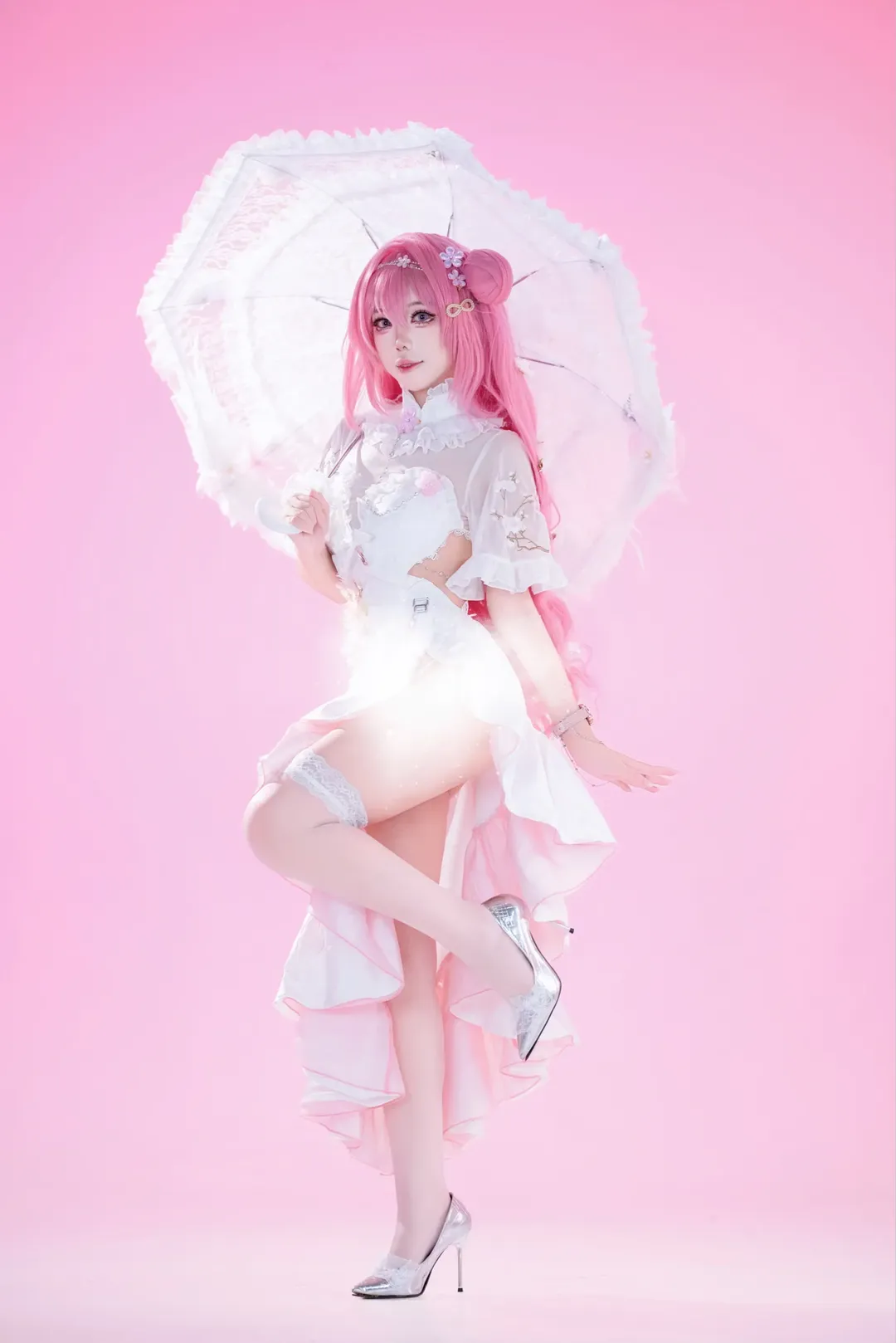 二次元cosplay, 胜利女神新的希望, 桃乐丝cos, 粉色系少女, 宴桃源旗袍 - 第3张