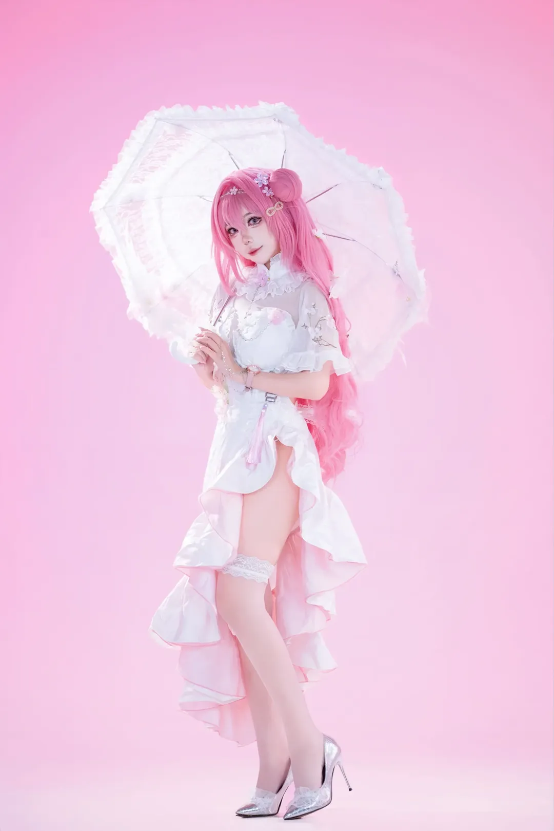 二次元cosplay, 胜利女神新的希望, 桃乐丝cos, 粉色系少女, 宴桃源旗袍 - 第4张