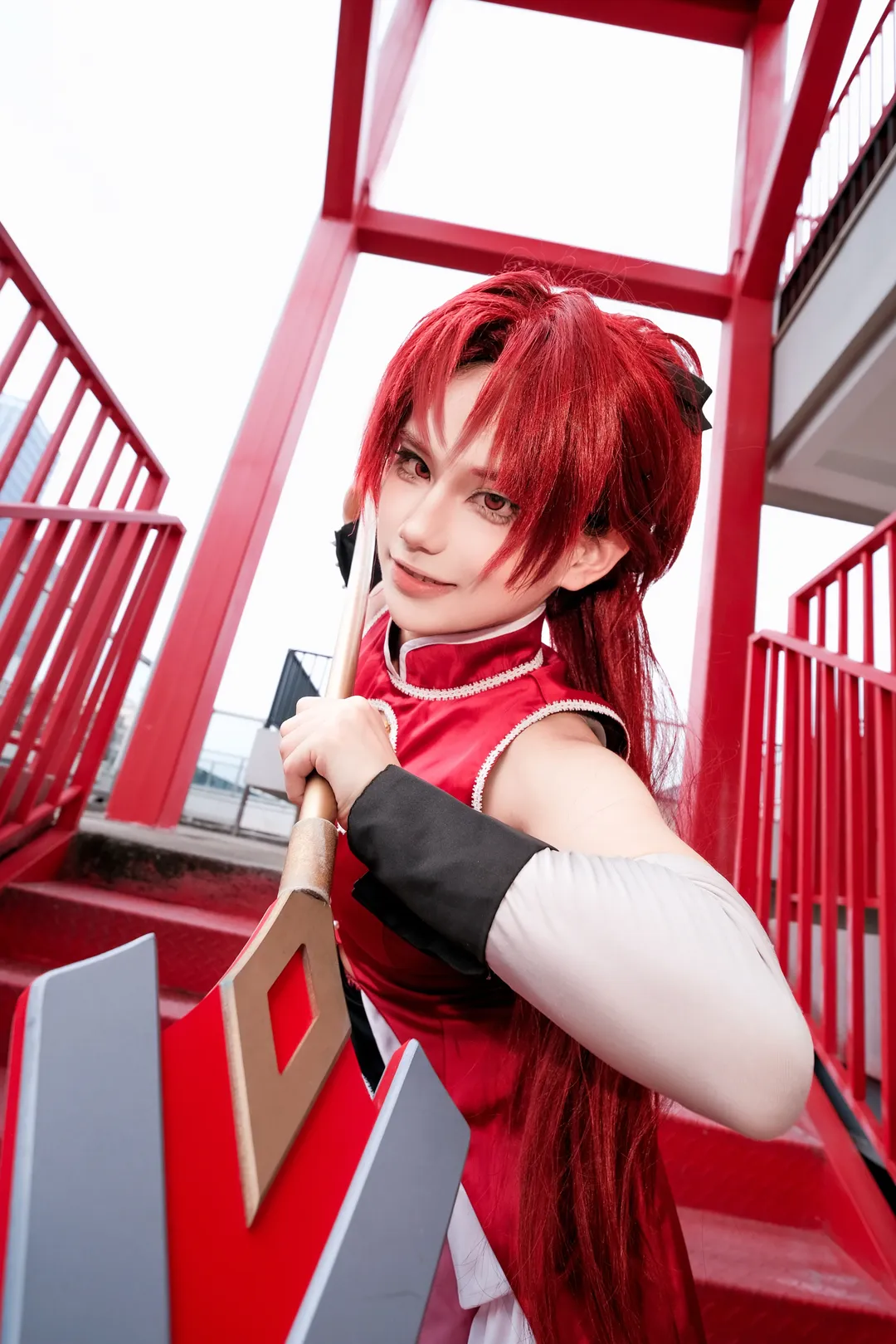 二次元摄影, 魔法少女小圆, cosplay正片, 佐仓杏子cos, 红色假发