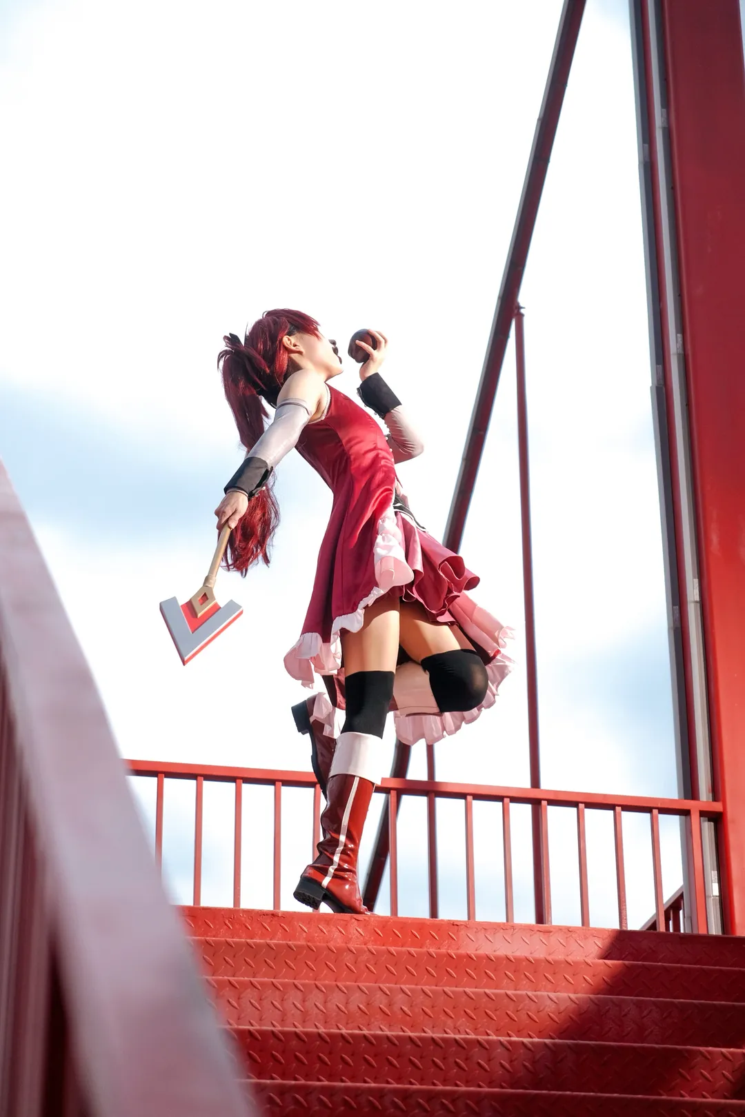 二次元摄影, 魔法少女小圆, cosplay正片, 佐仓杏子cos, 红色假发 - 第3张