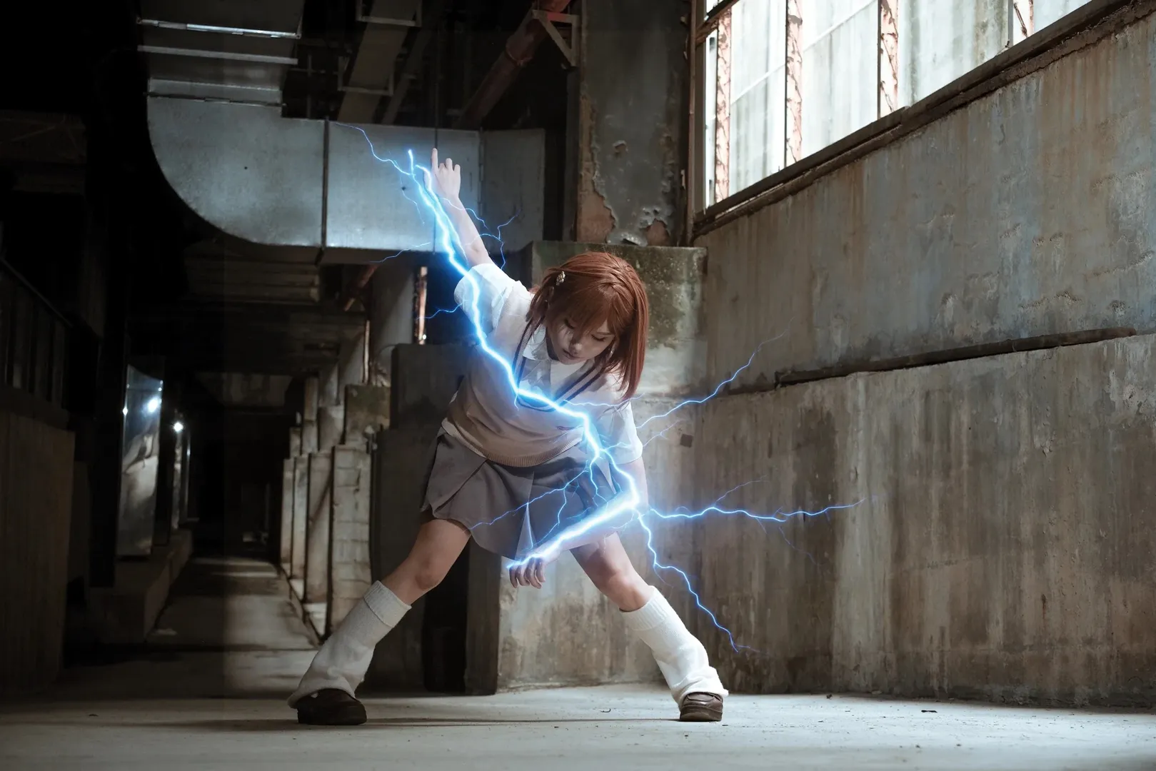 cosplay, 某科学的超电磁炮, 御坂美琴cos, 闪电特效, 工业废墟摄影 - 第5张