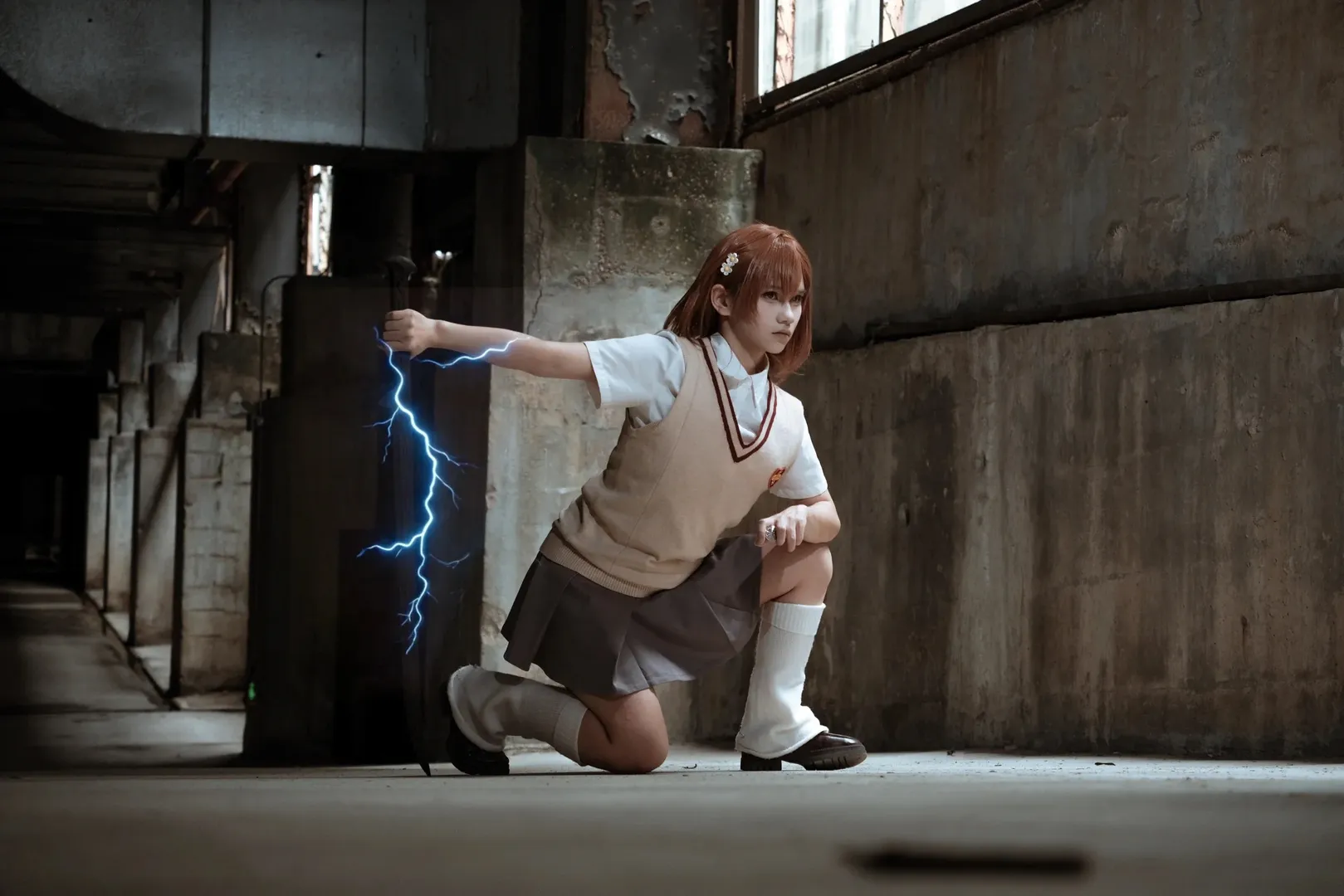 cosplay, 某科学的超电磁炮, 御坂美琴cos, 闪电特效, 工业废墟摄影 - 第7张