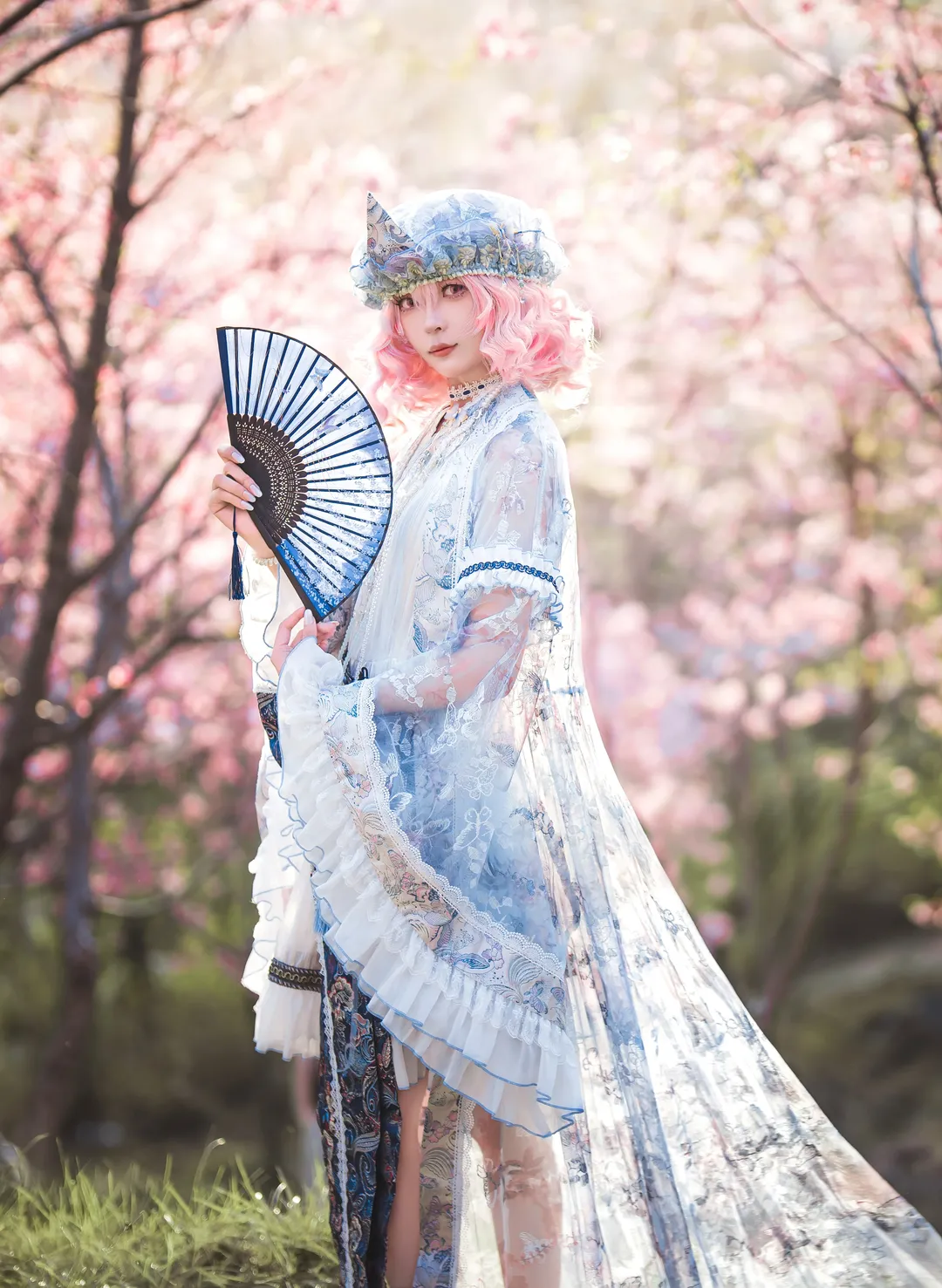 东方Project, 西行寺幽幽子cos, cosplay摄影, 索尼A7R5, 樱花人像 - 第1张