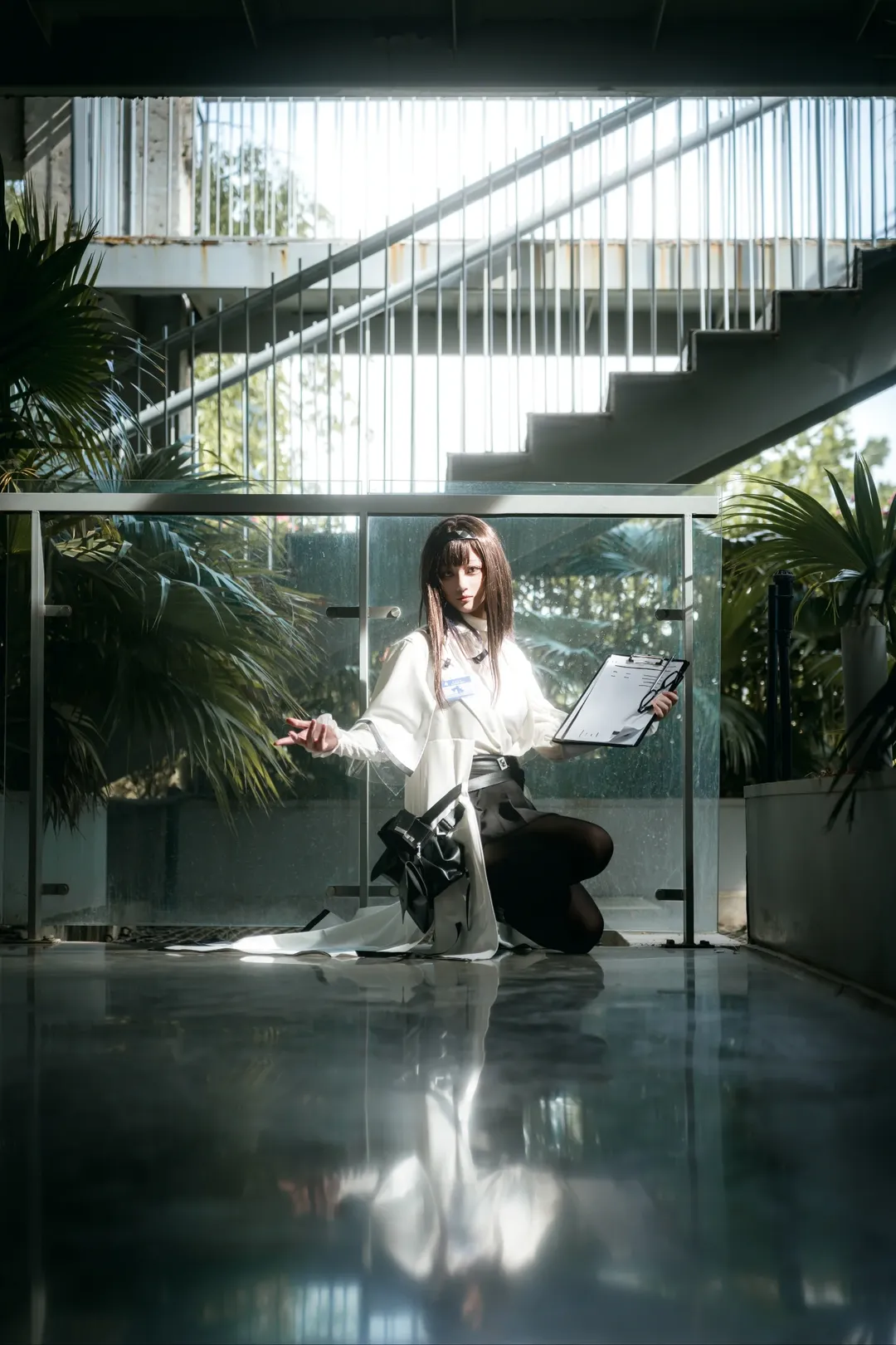 明日方舟, cosplay正片, 普瑞赛斯cos, 绿之丘摄影, 赛博女鬼 - 第9张