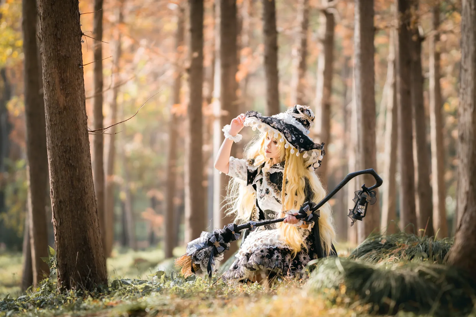 東方Project, 霧雨魔理沙 コスプレ, コスプレ撮影, 秋の森系屋外撮影, 小さな魔女のドレス - 2枚目