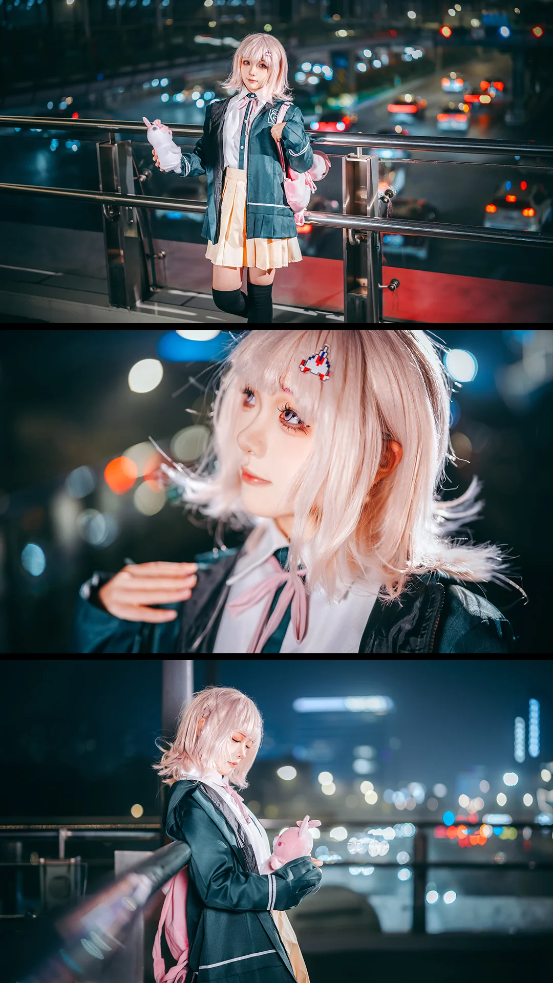 夜景ポートレート, コスプレ撮影, アニメコスプレ, 七海千秋 コスプレ, スーパーダンガンロンパ2 - 1枚目