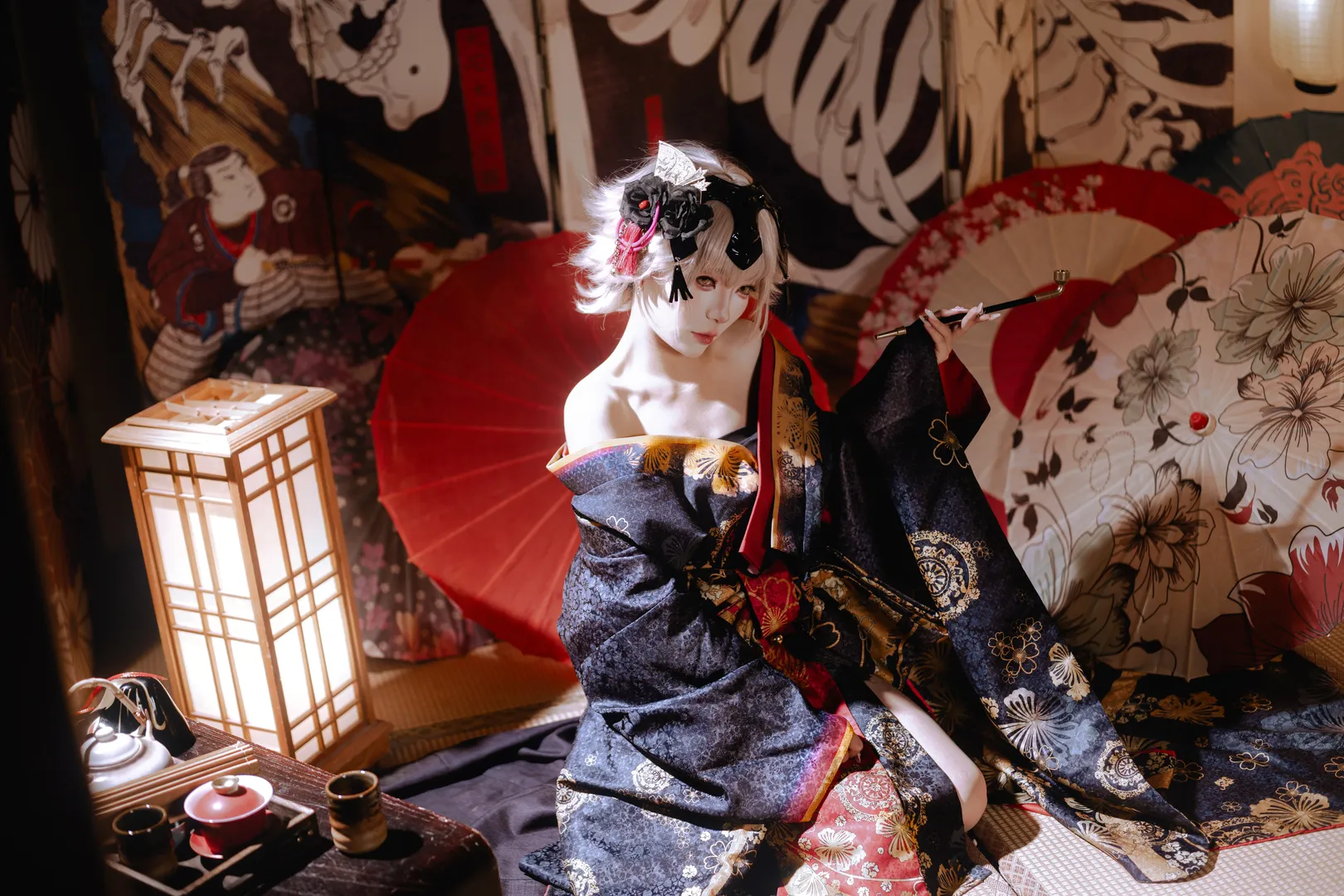 二次元摄影, 和风cos, FGO, 黑贞德cos, 花魁造型