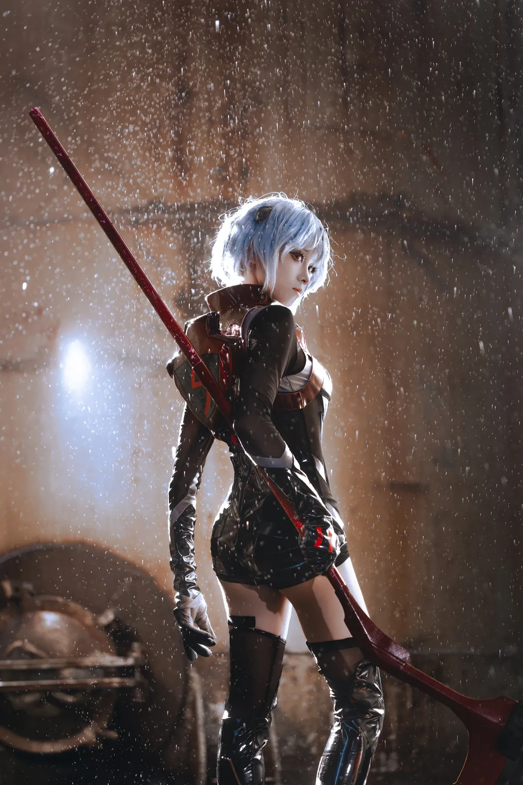 绫波丽cos, 新世纪福音战士, cosplay摄影, 废土风格, 镰刀道具 - 第2张