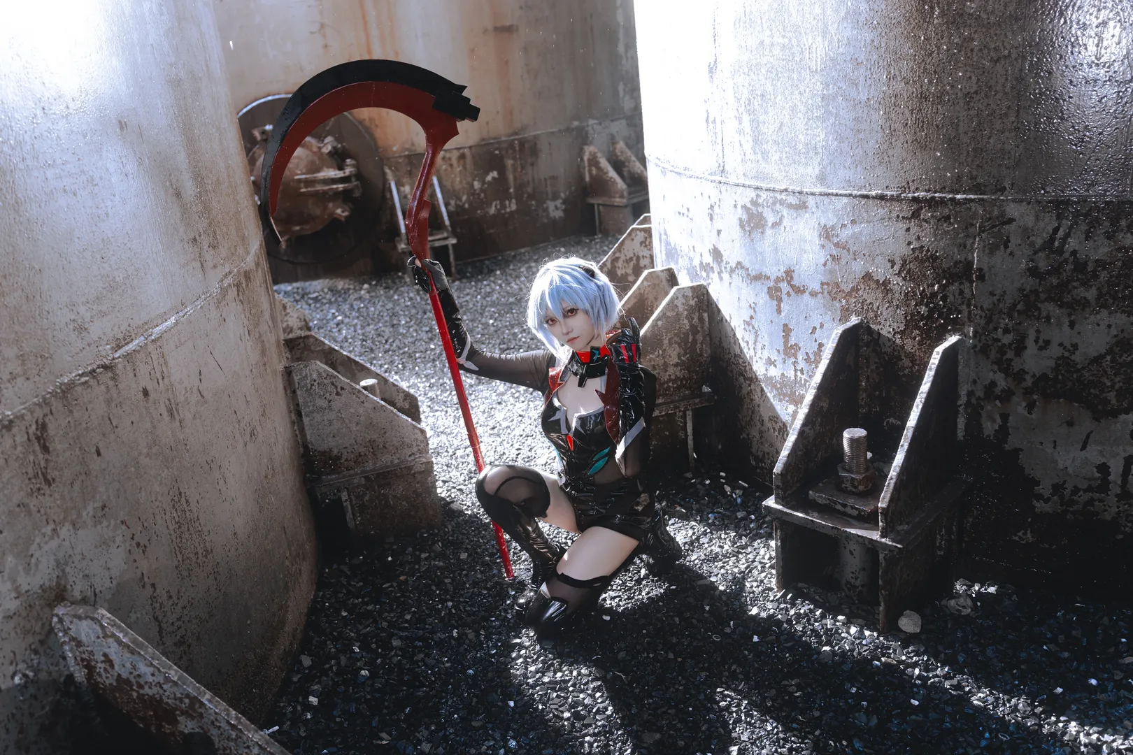 绫波丽cos, 新世纪福音战士, cosplay摄影, 废土风格, 镰刀道具 - 第5张