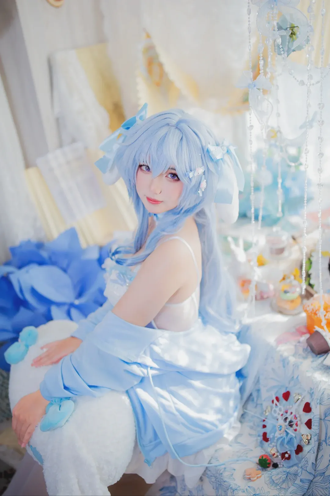 原神, 甘雨cos, 二次元摄影, cosplay穿搭, 蓝发cos - 第1张