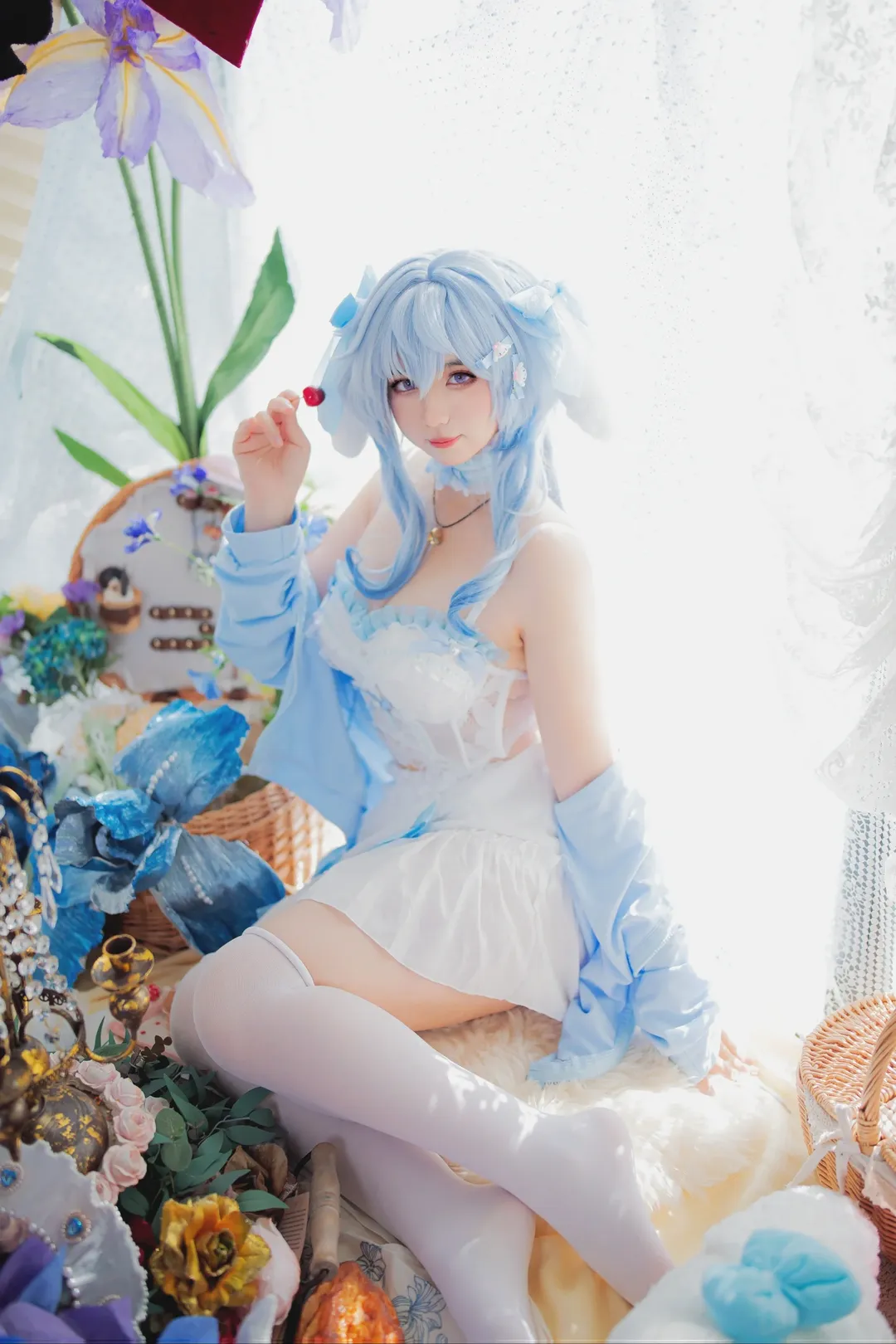 原神, 甘雨cos, 二次元摄影, cosplay穿搭, 蓝发cos