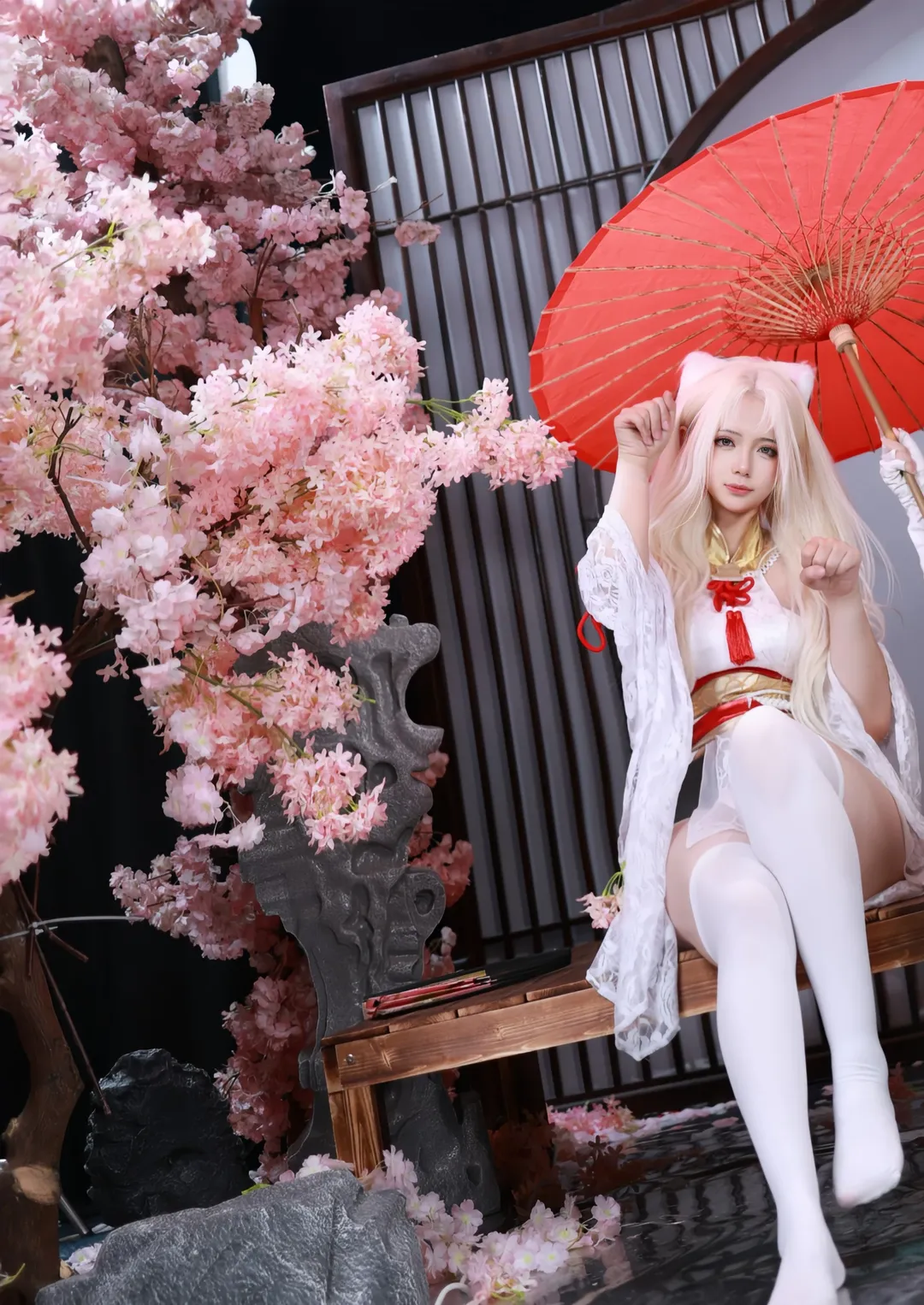 永劫无间, cosplay摄影, 胡桃cos, 兽耳少女, 樱花写真 - 第2张