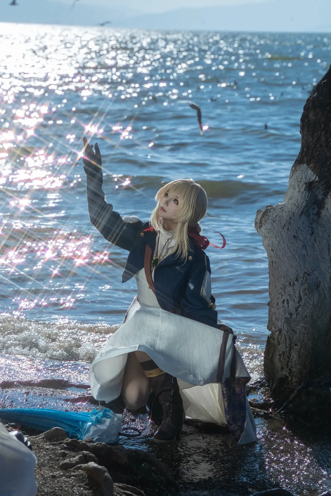 海边摄影, cosplay写真, 薇尔莉特cos, 紫罗兰永恒花园, 星芒光斑 - 第1张